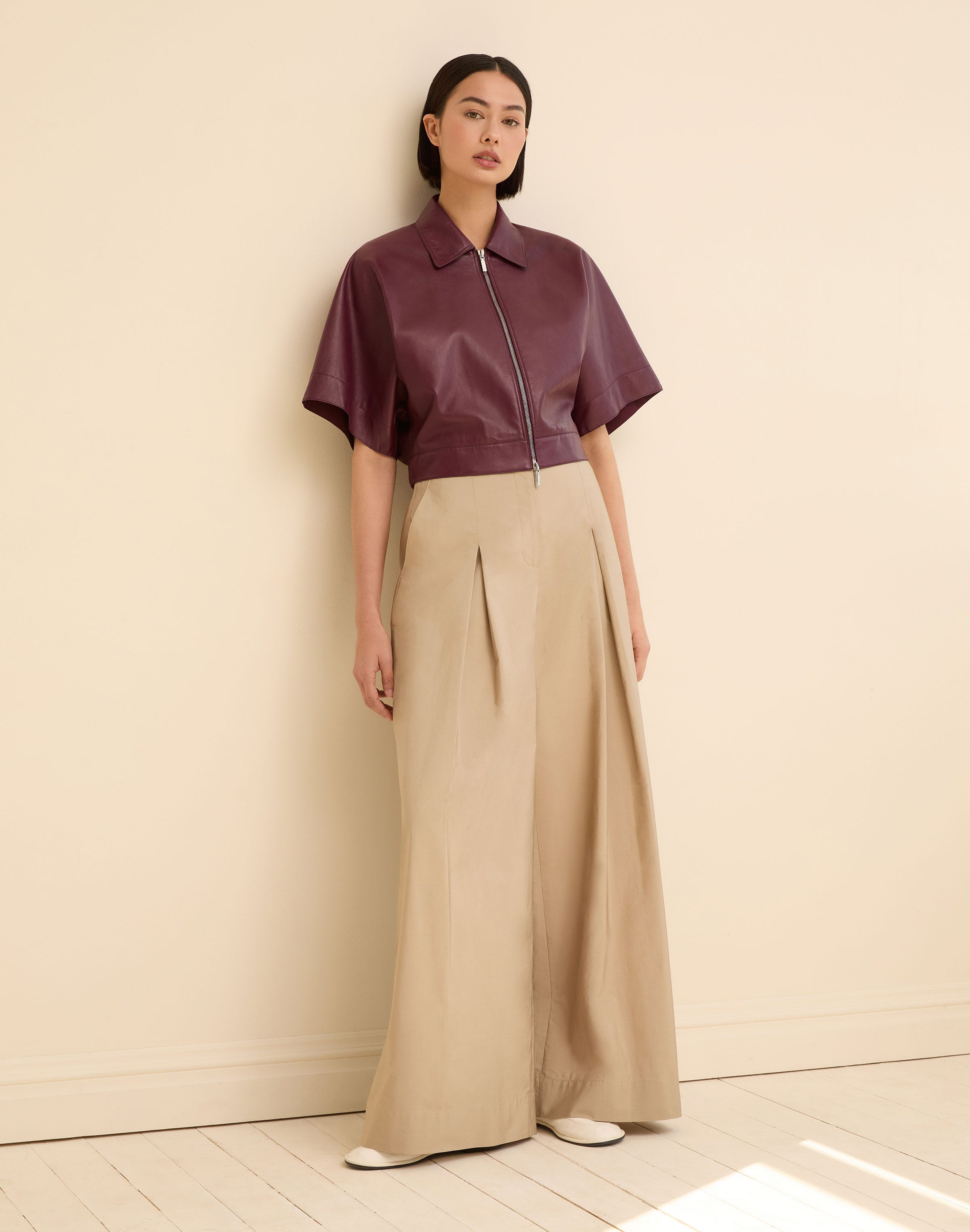 Nappa Leather Kimono Sleeve Jacket