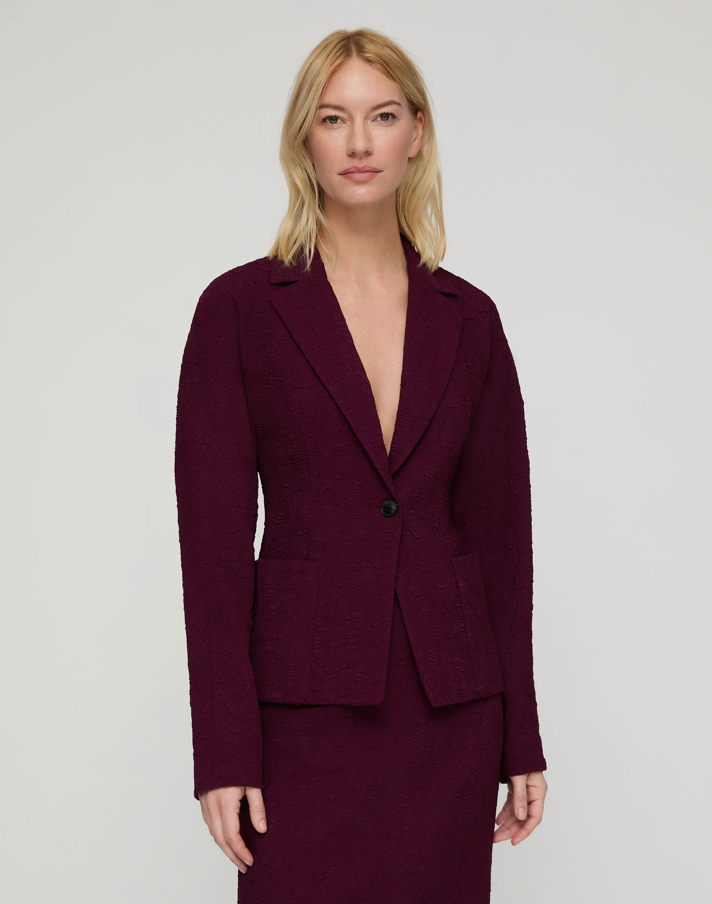 Matelassé Jacquard Pintuck Back Jacket