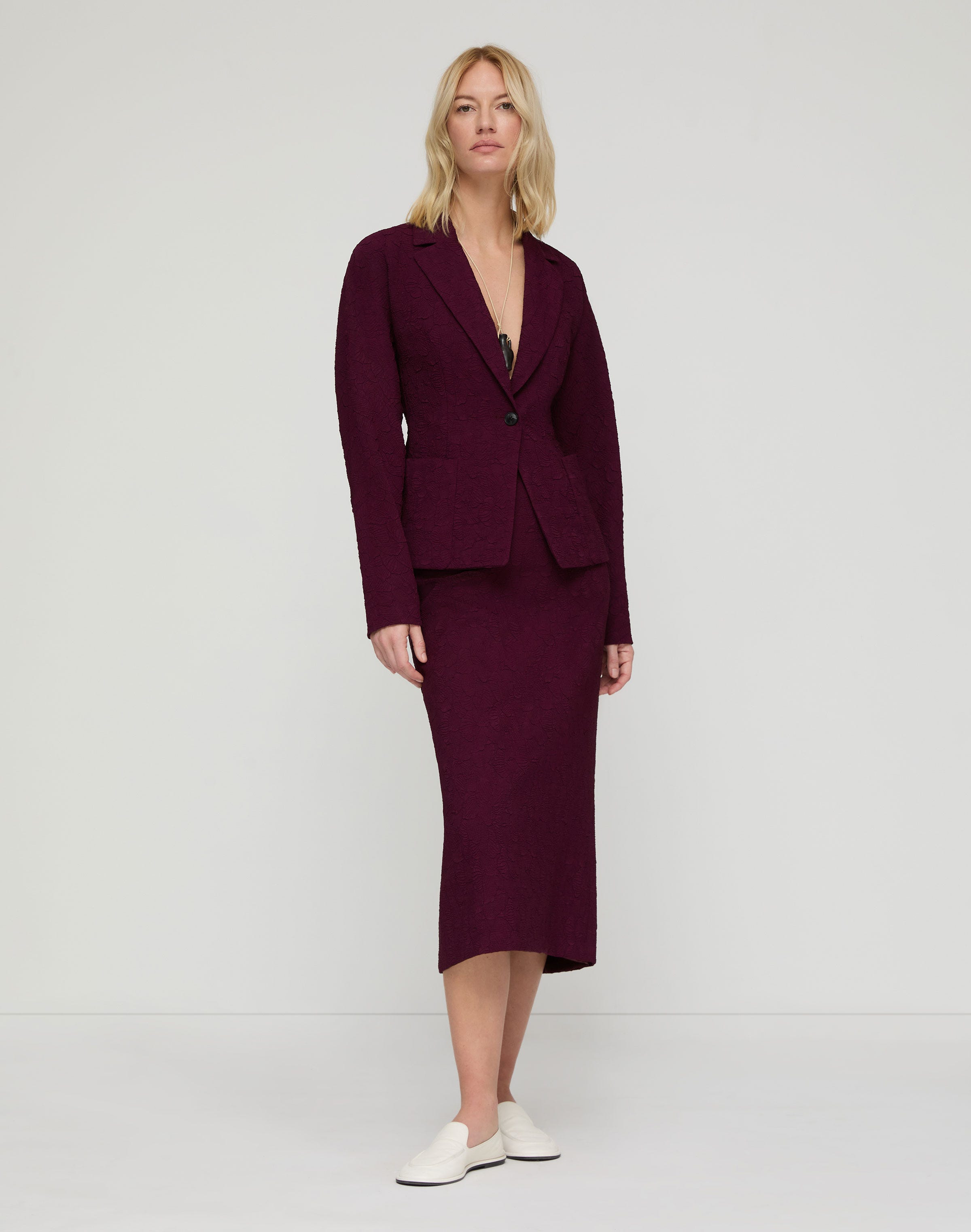 Matelassé Jacquard Pintuck Back Jacket