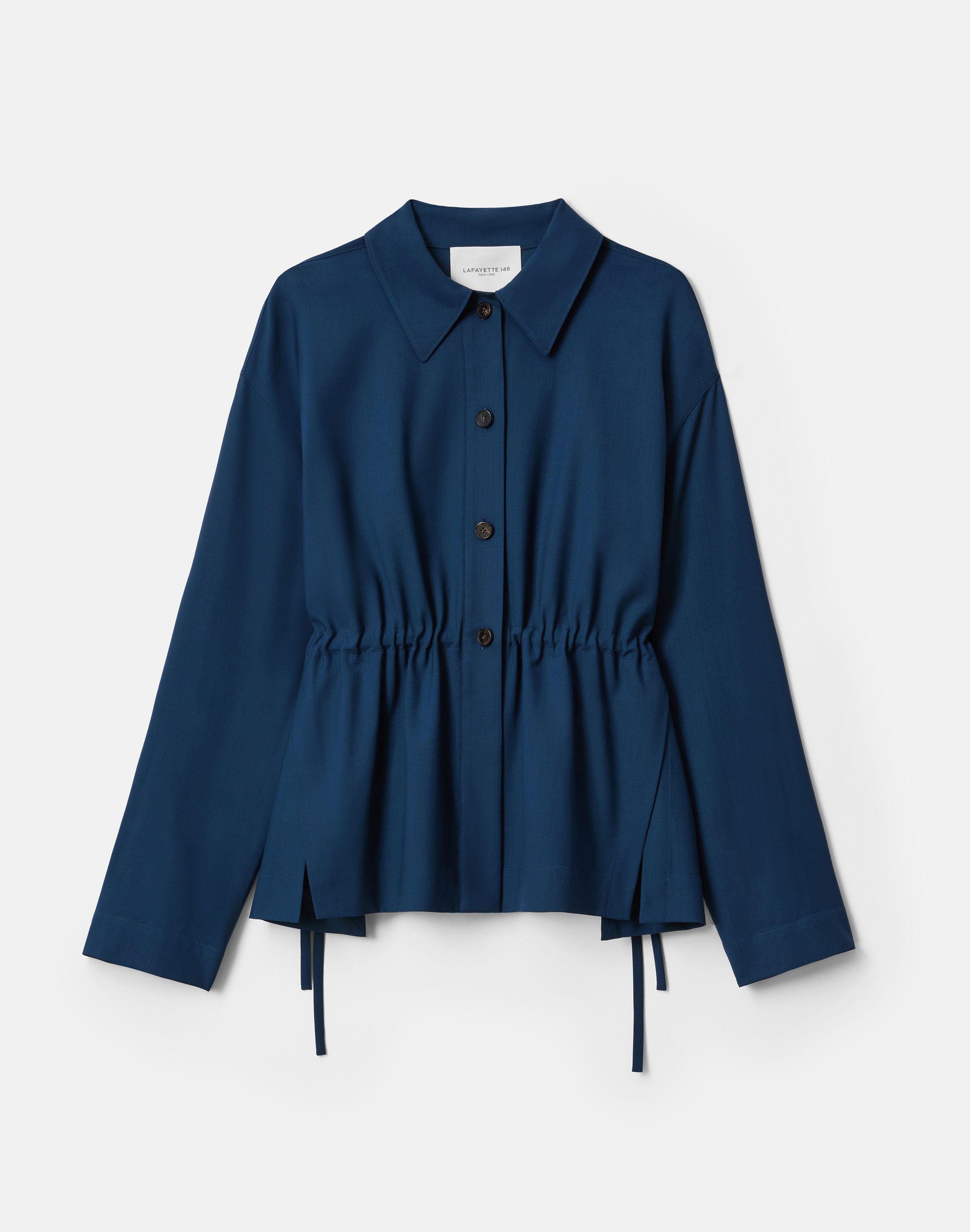 Tropical Wool Gathered Waist Oversized Jacket