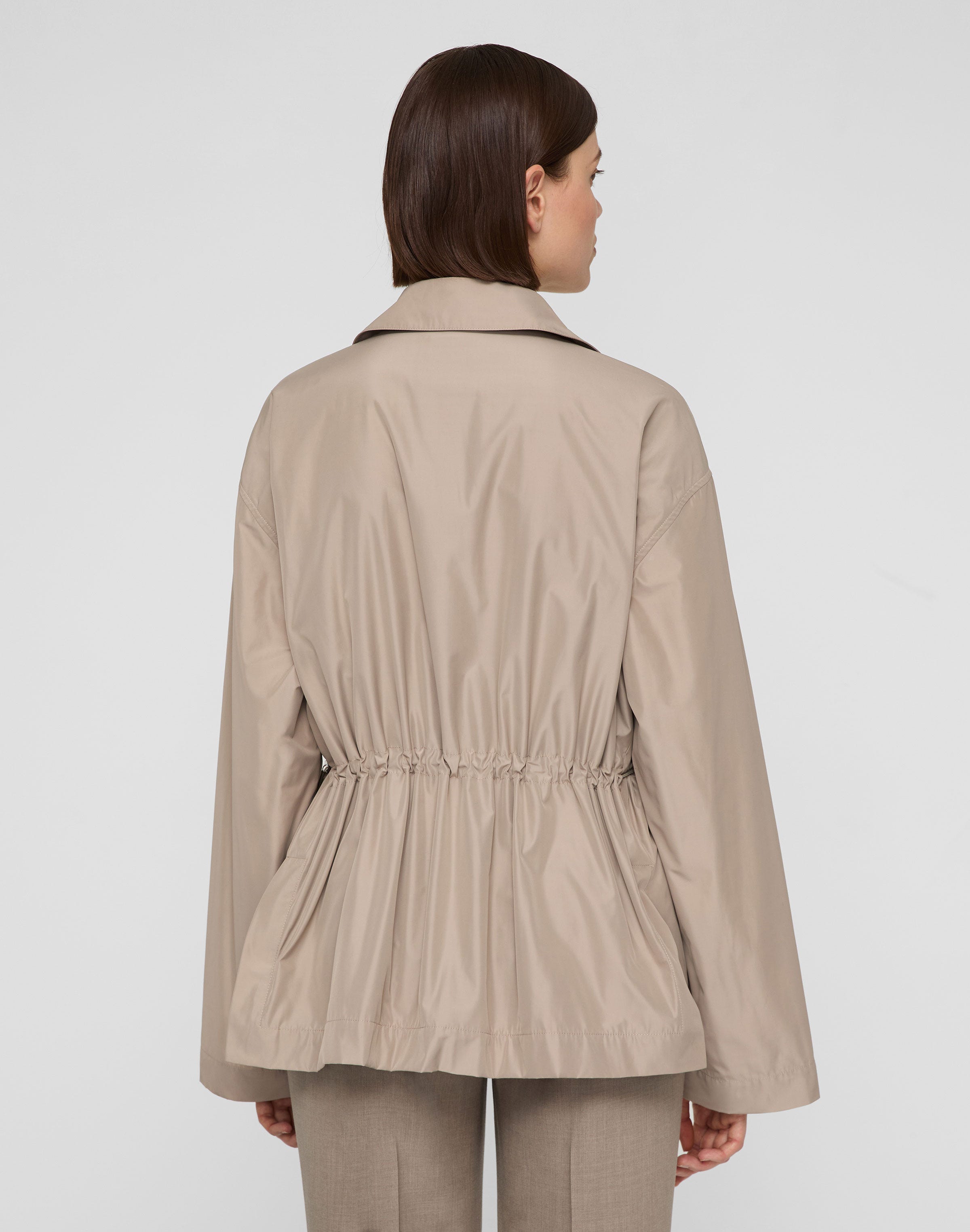 Tech Twill Gathered Waist Oversized Jacket