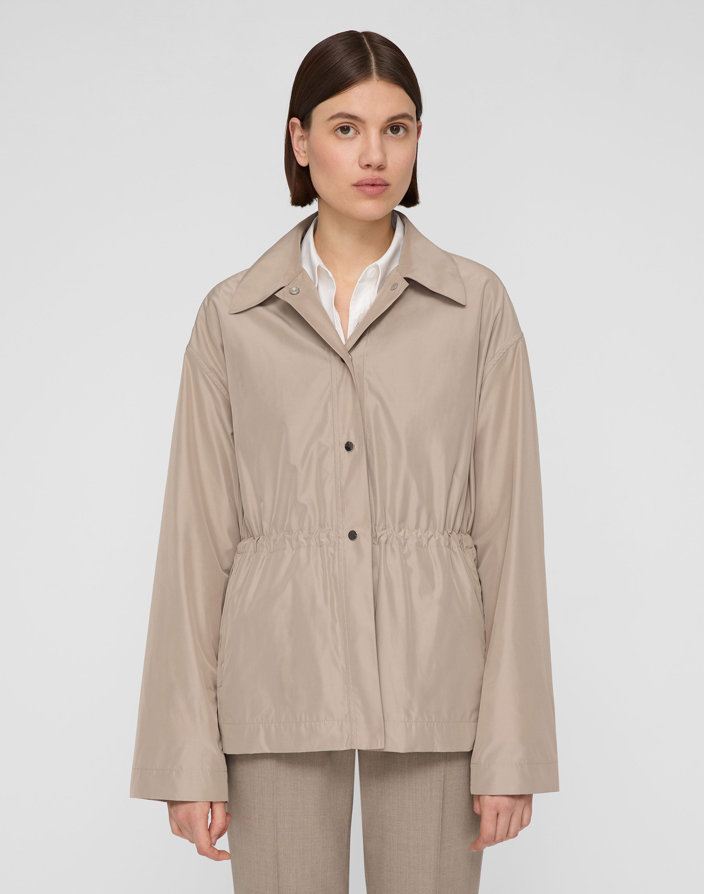 Tech Twill Gathered Waist Oversized Jacket