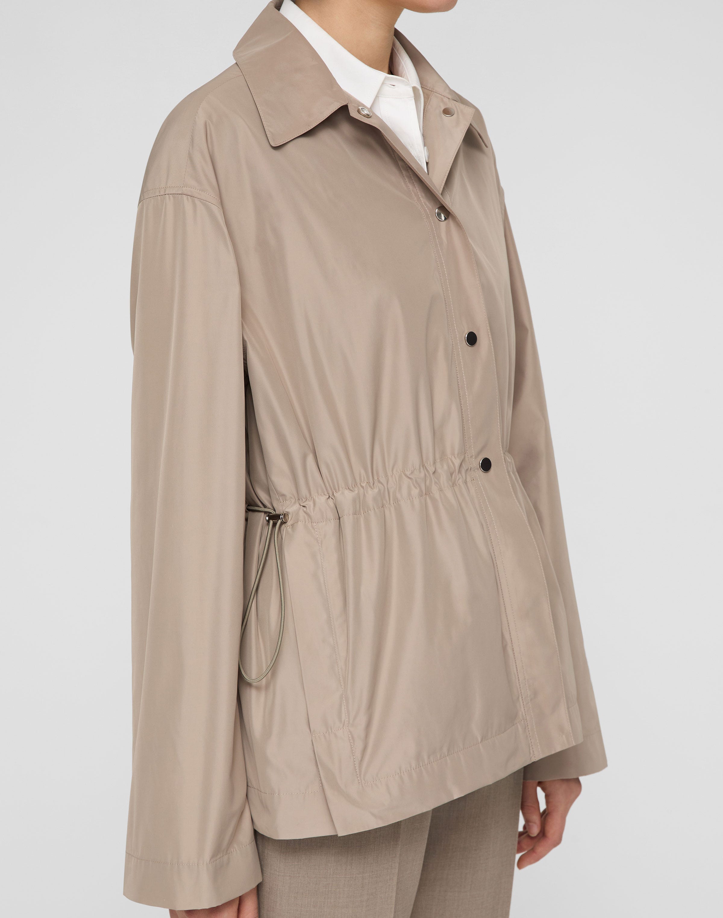 Tech Twill Gathered Waist Oversized Jacket