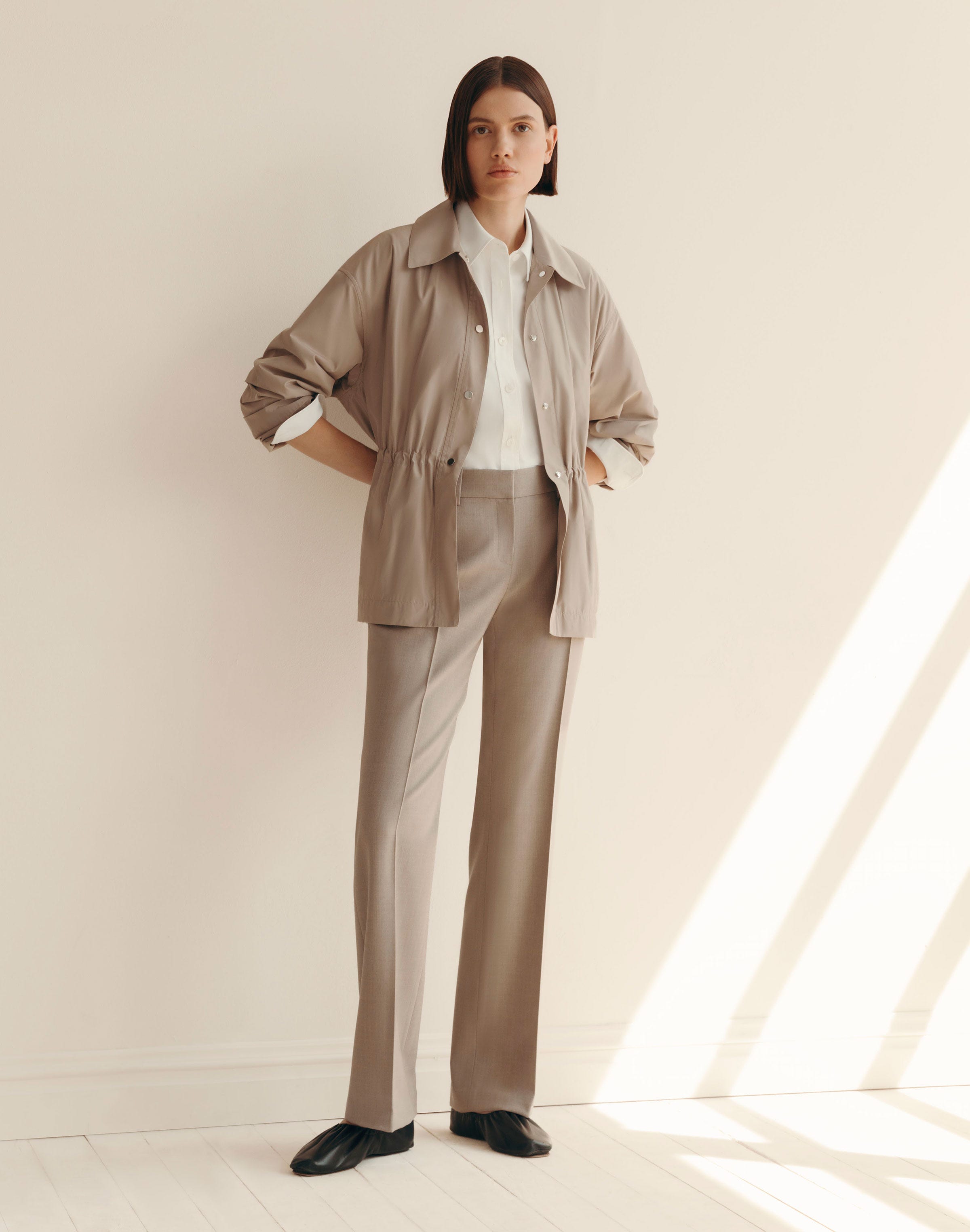 Tech Twill Gathered Waist Oversized Jacket