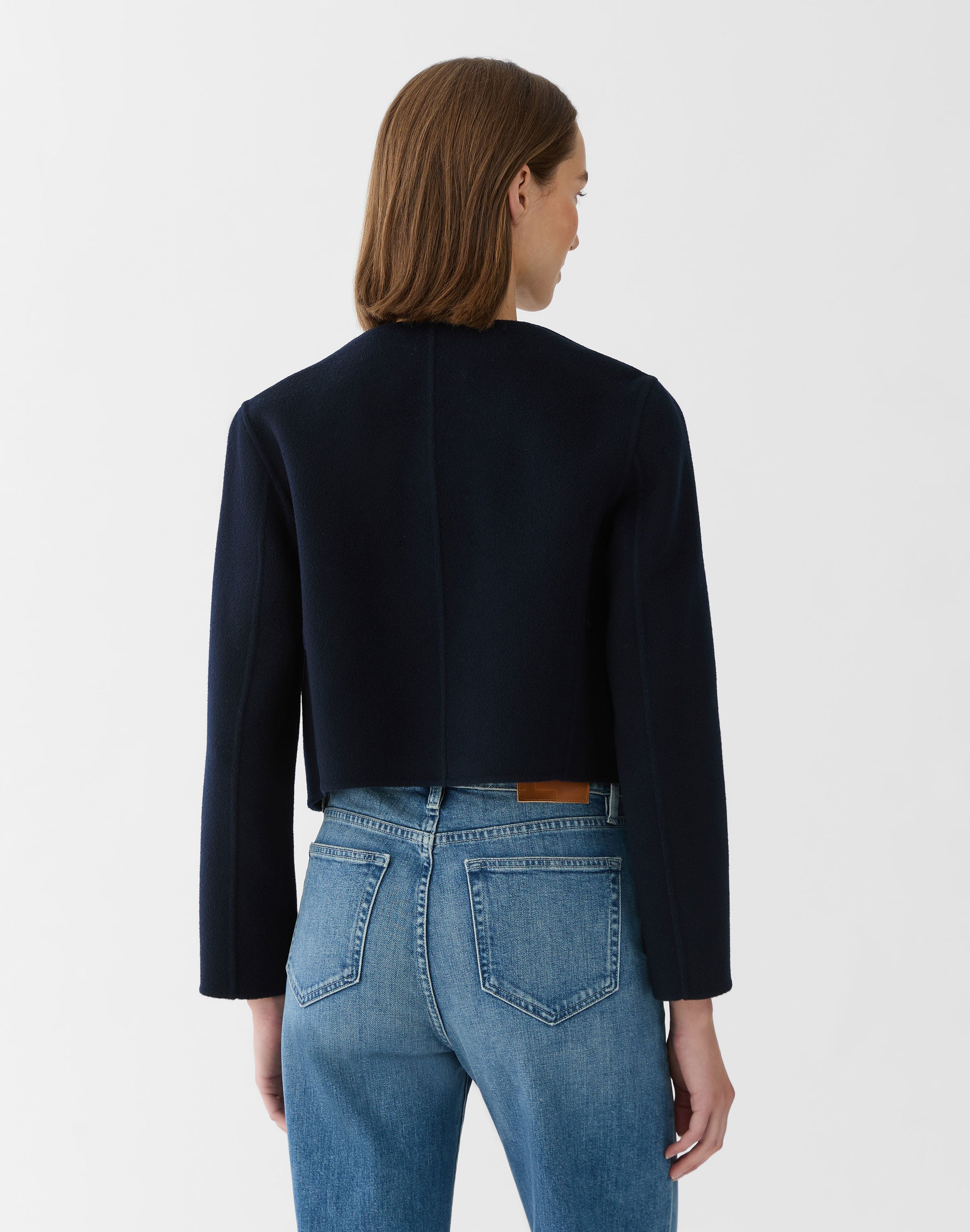Wool-Cashmere Double Face Open Front Jacket