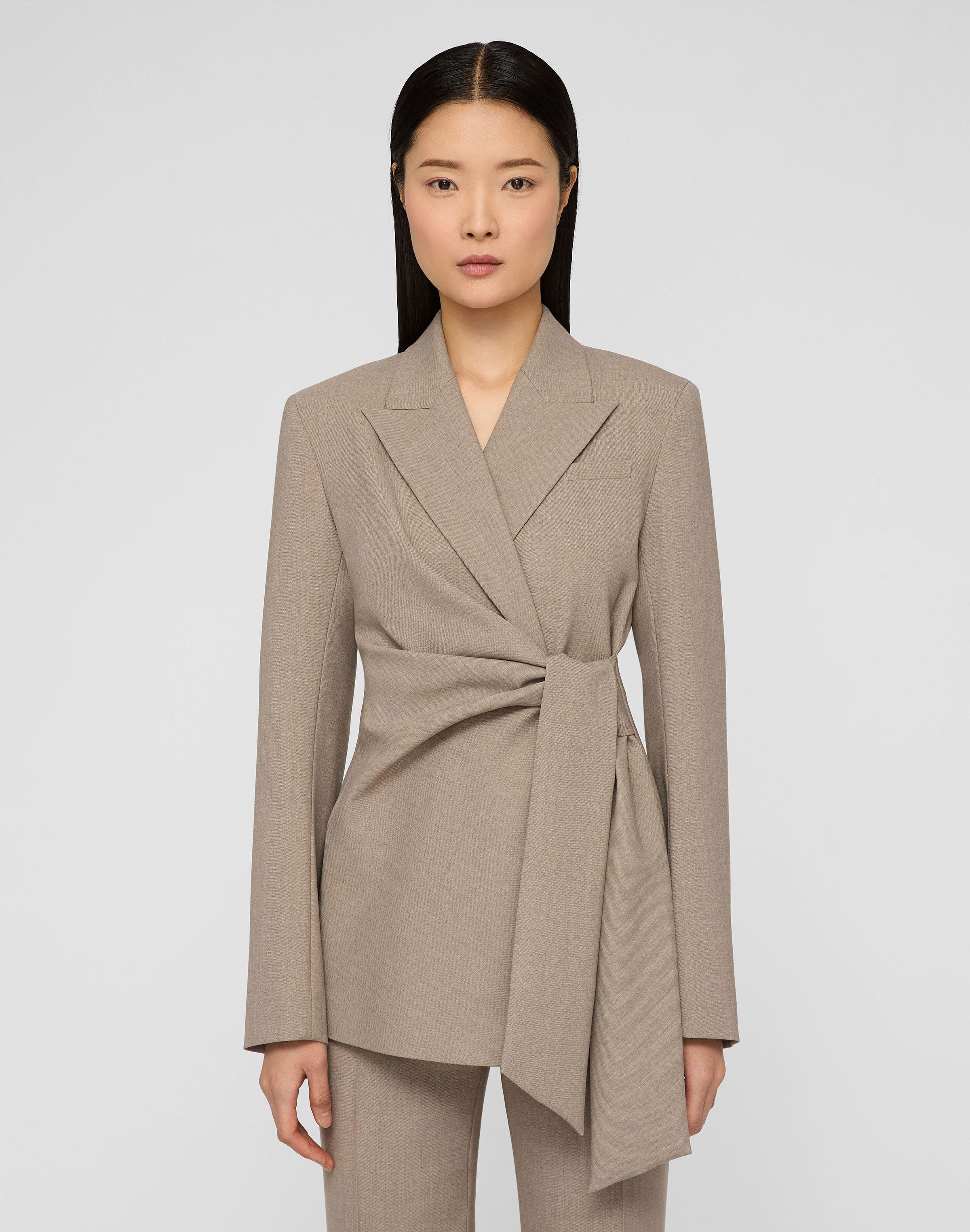 Responsible Stretch Wool Slim Wrap Blazer