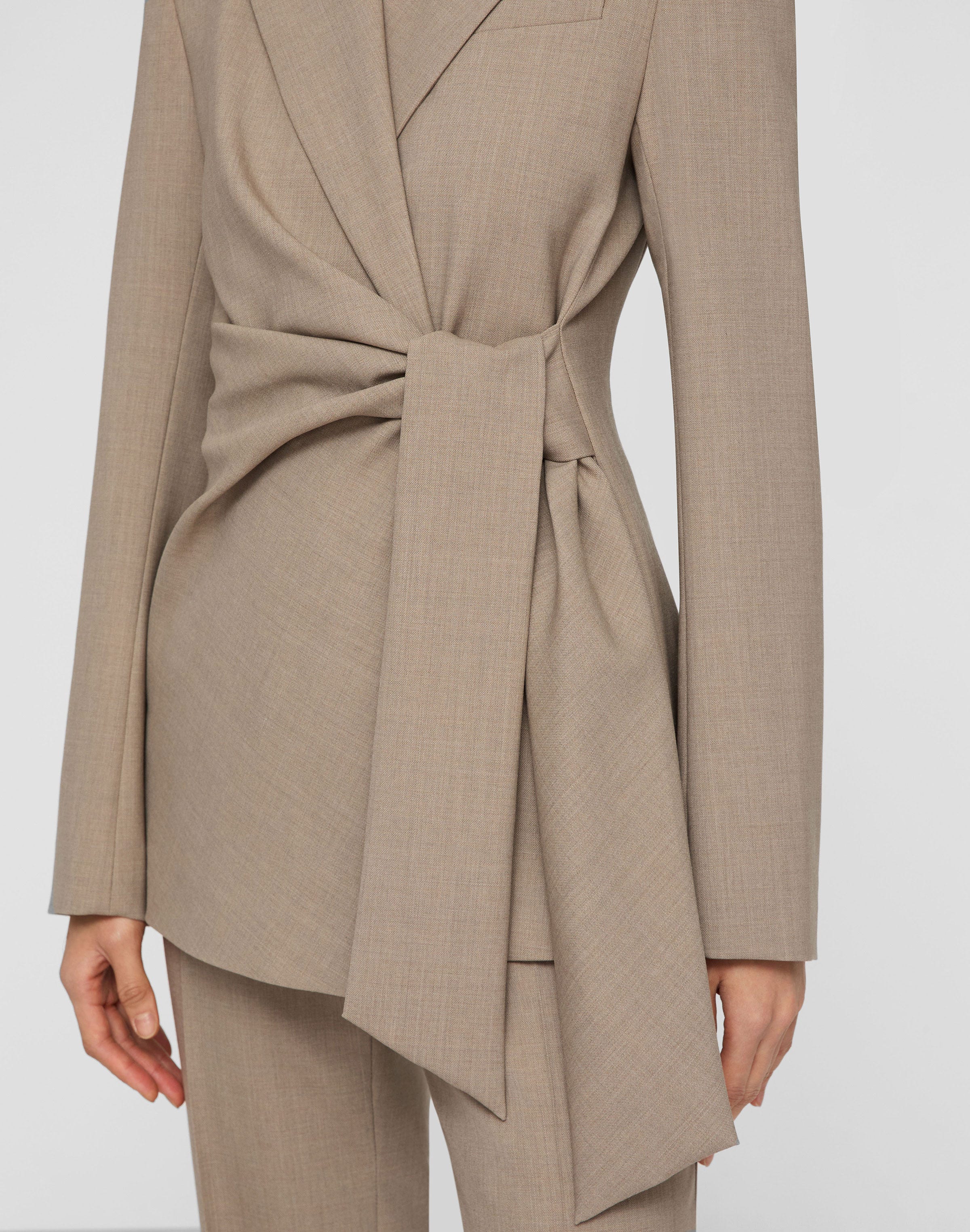 Responsible Stretch Wool Slim Wrap Blazer