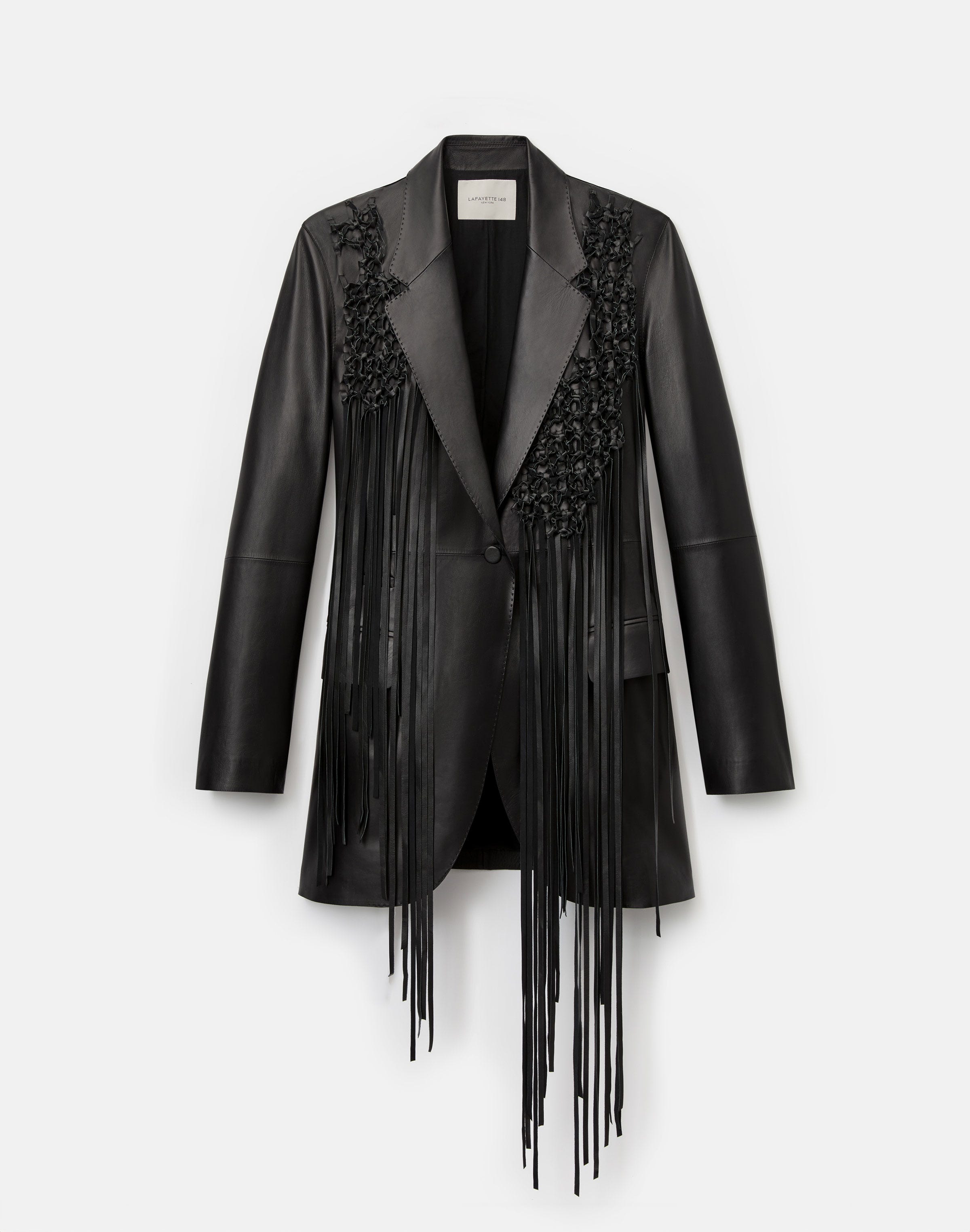 Nappa Leather Macramé Fringe Blazer