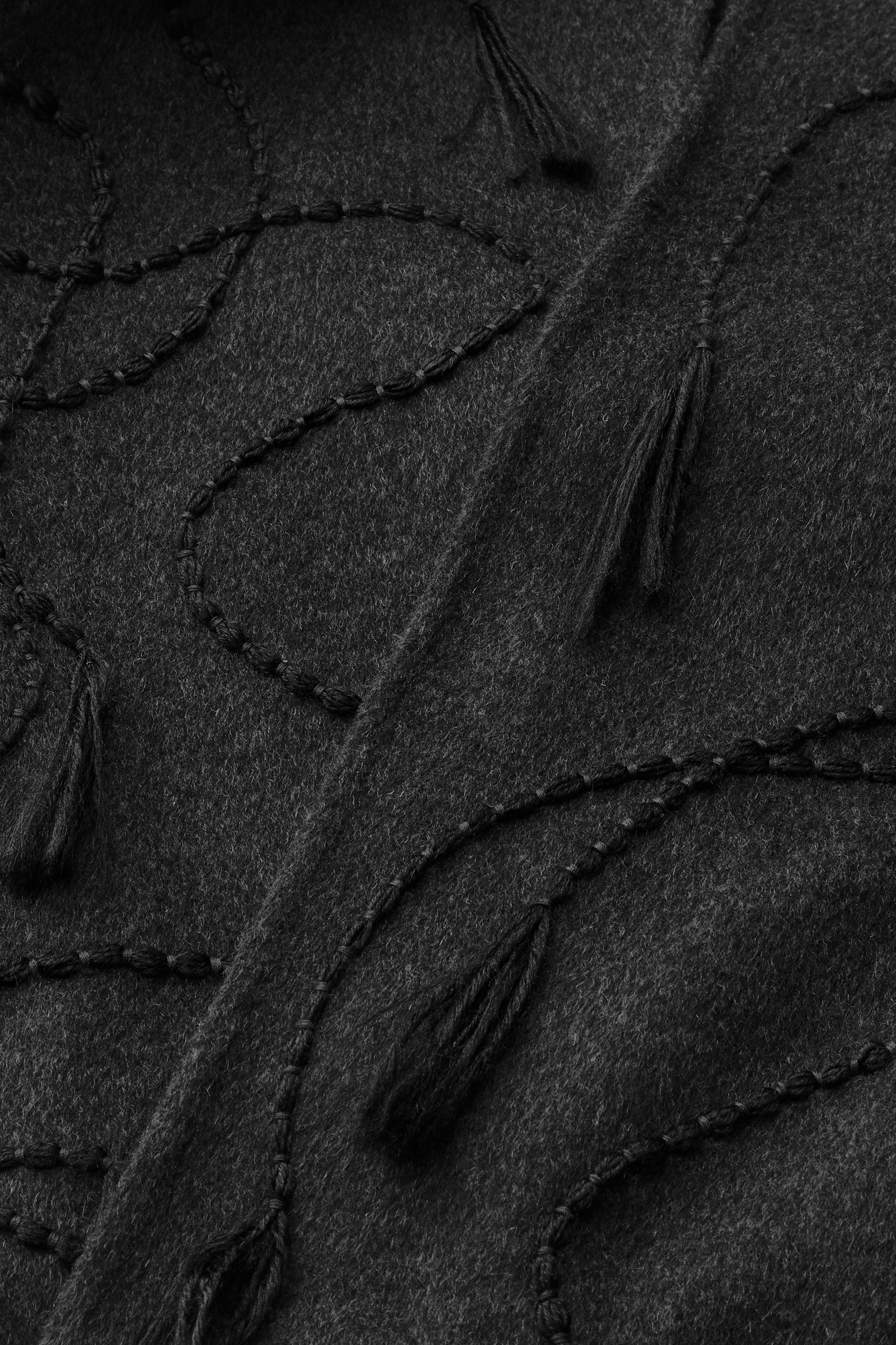Hand Embroidered Tassel Wool-Cashmere Double Face Jacket