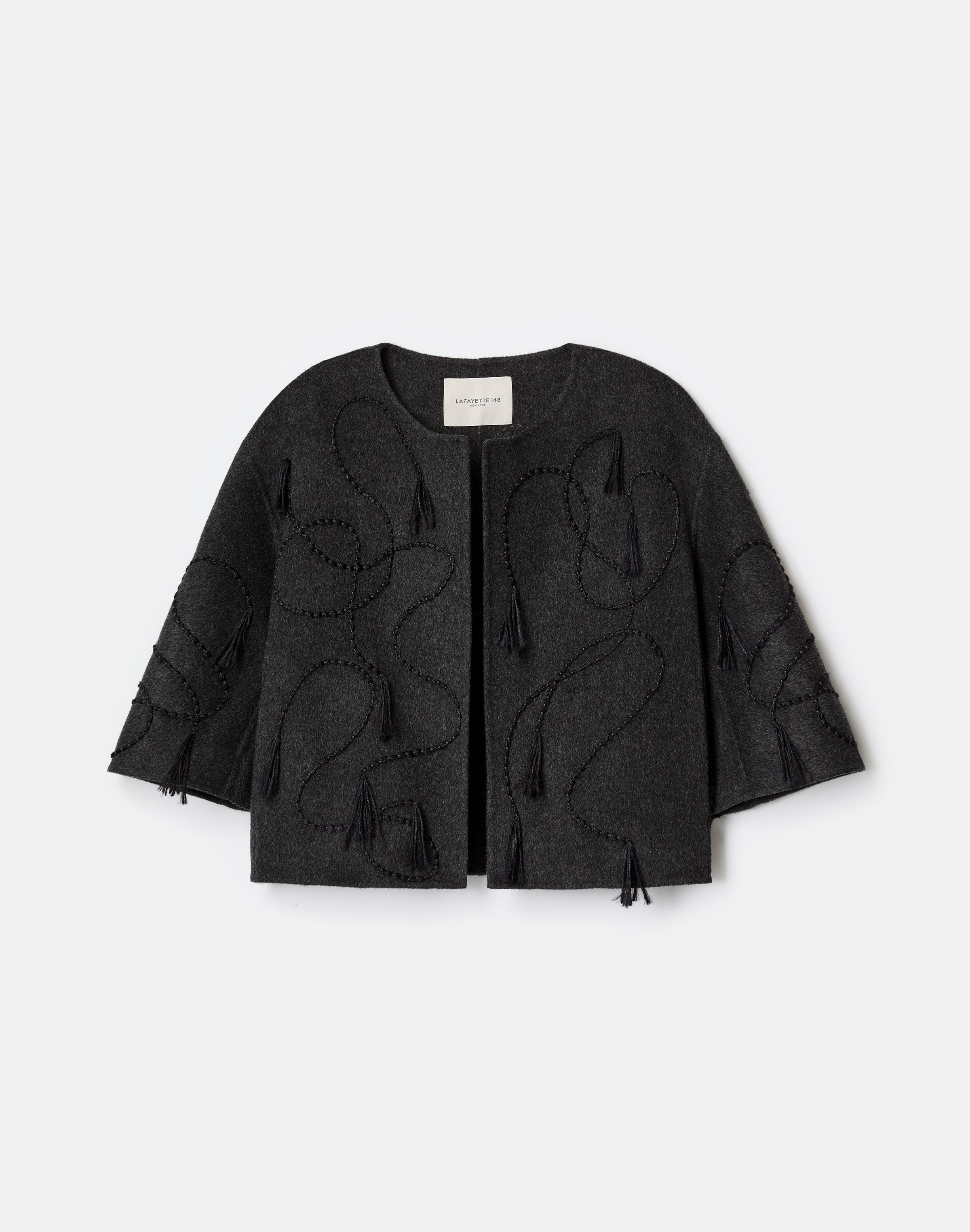 Hand Embroidered Tassel Wool-Cashmere Double Face Jacket