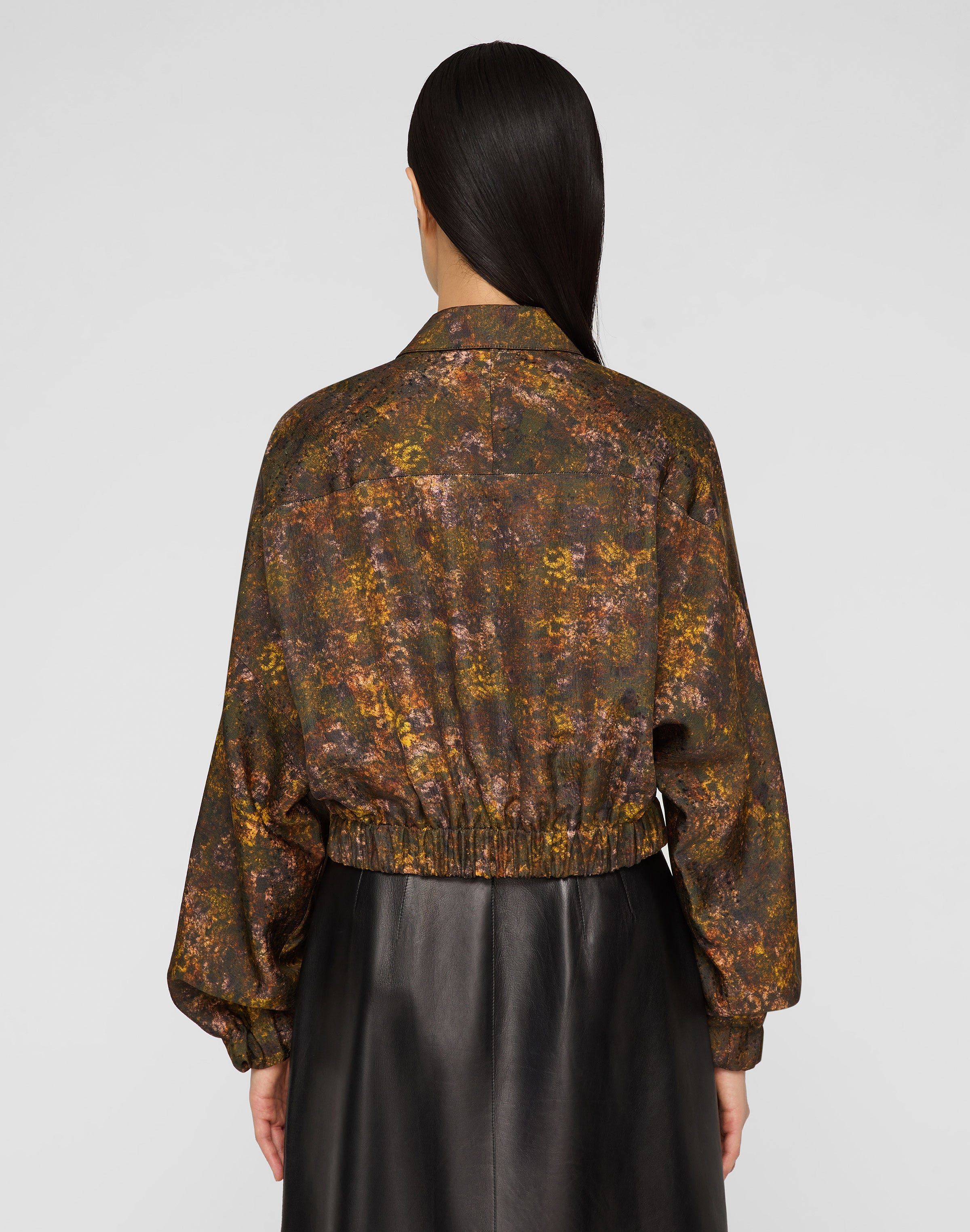 Impression Print Silk-Wool Bomber Jacket