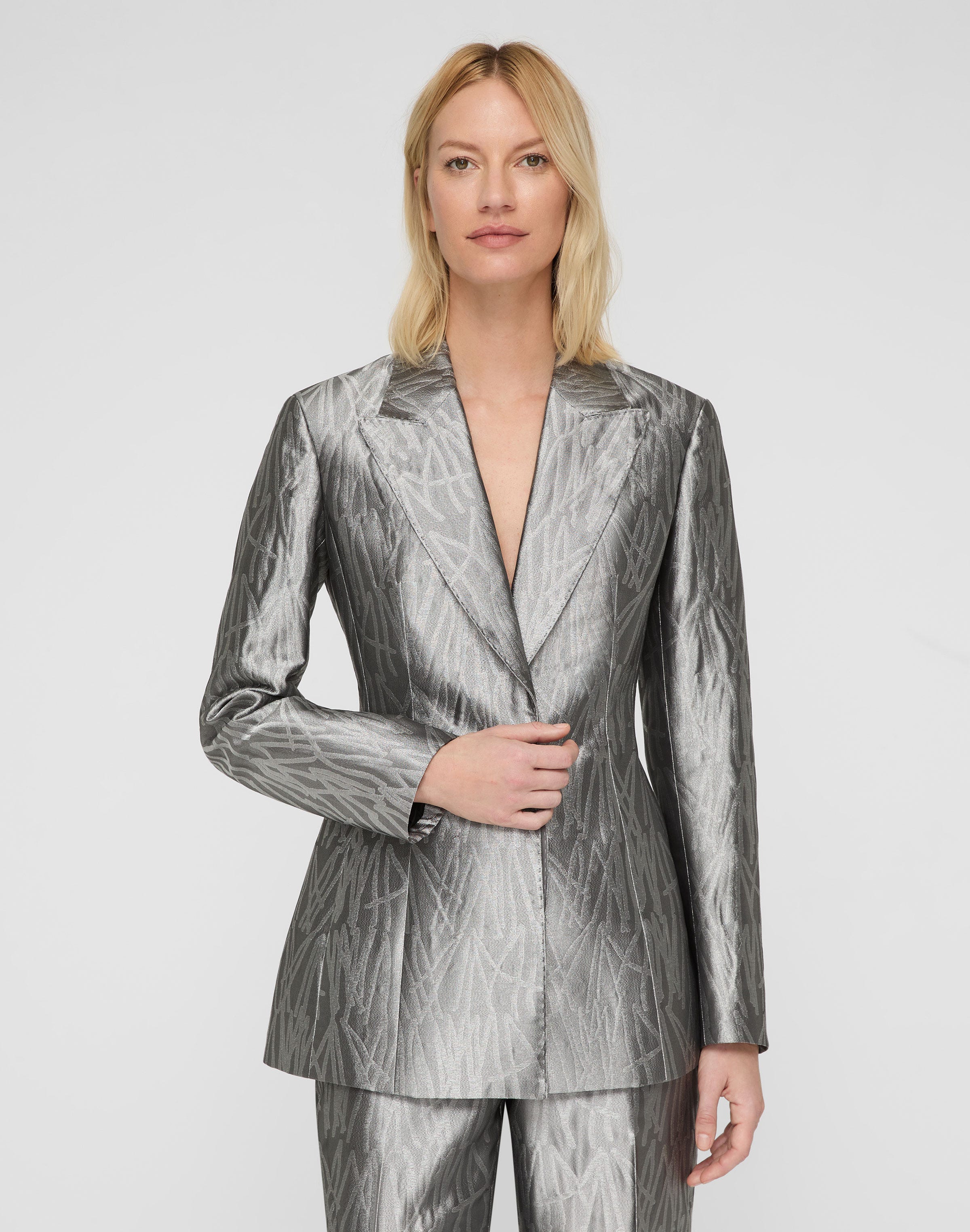Tassel Jacquard Fitted Blazer