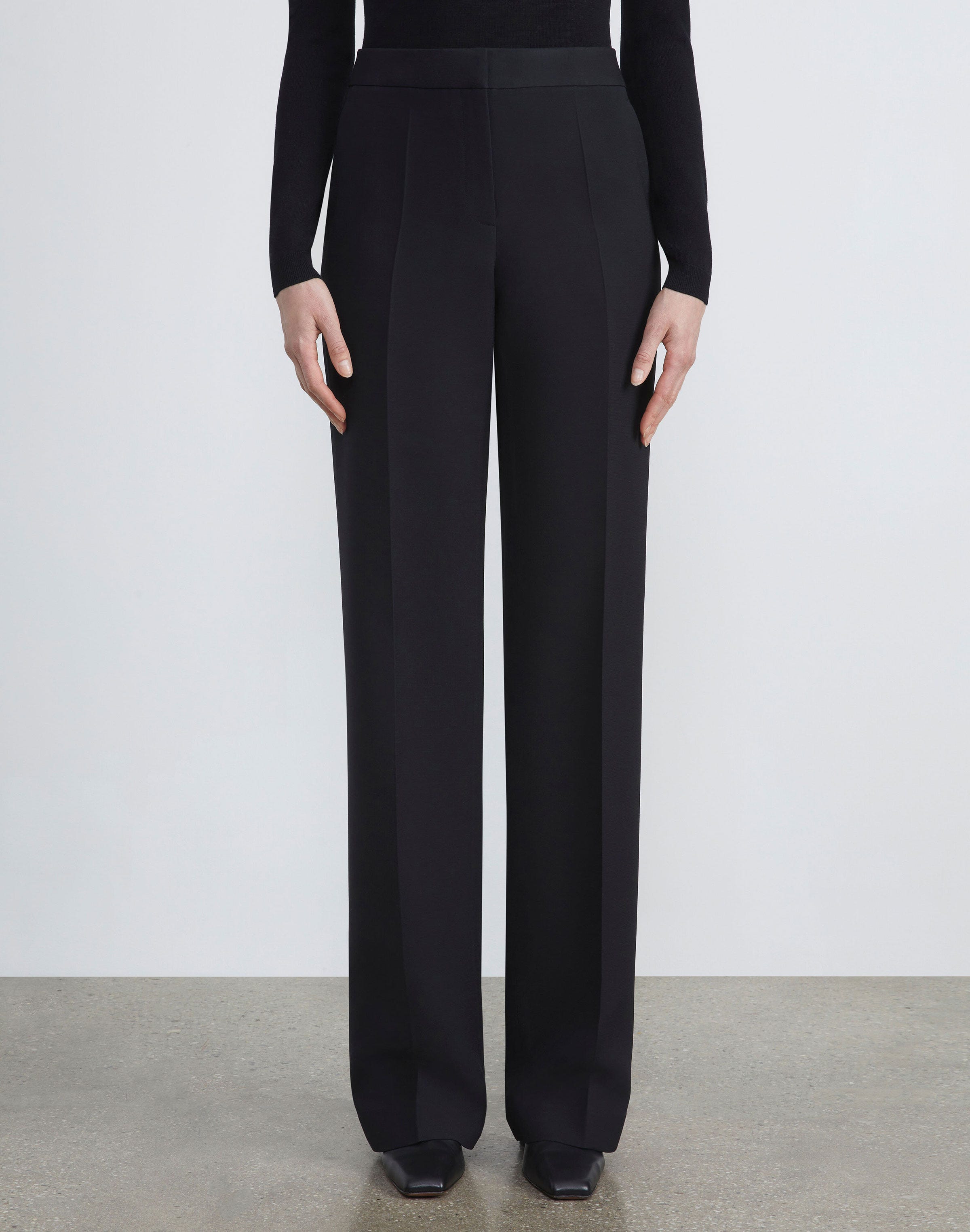 Plus-Size Wool-Silk Crepe Gates Pant