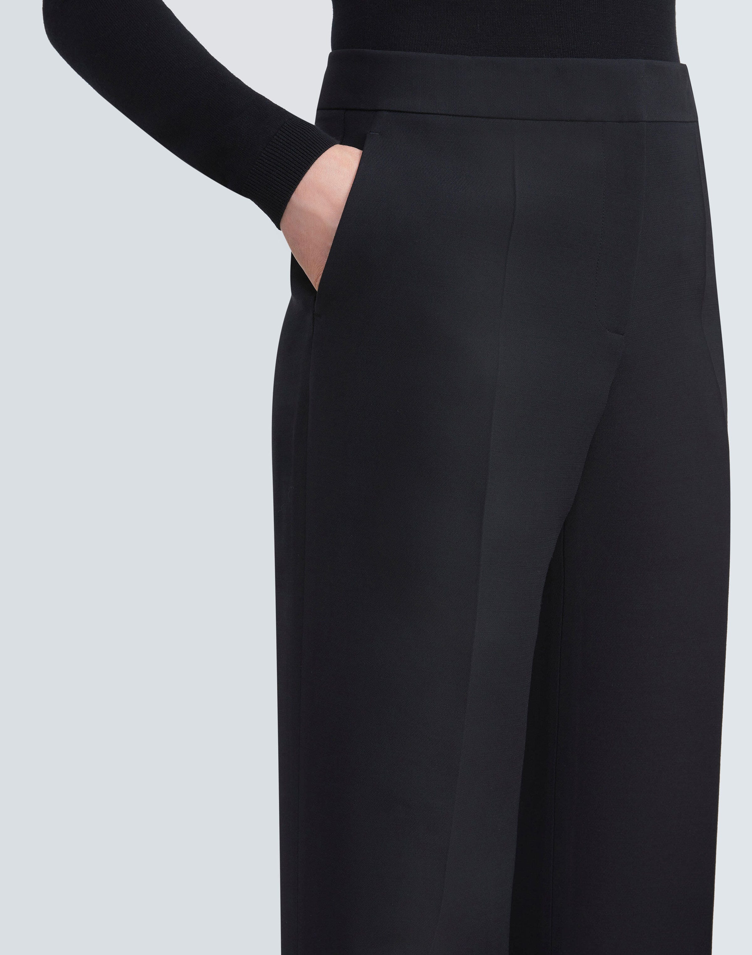 Plus-Size Wool-Silk Crepe Gates Pant