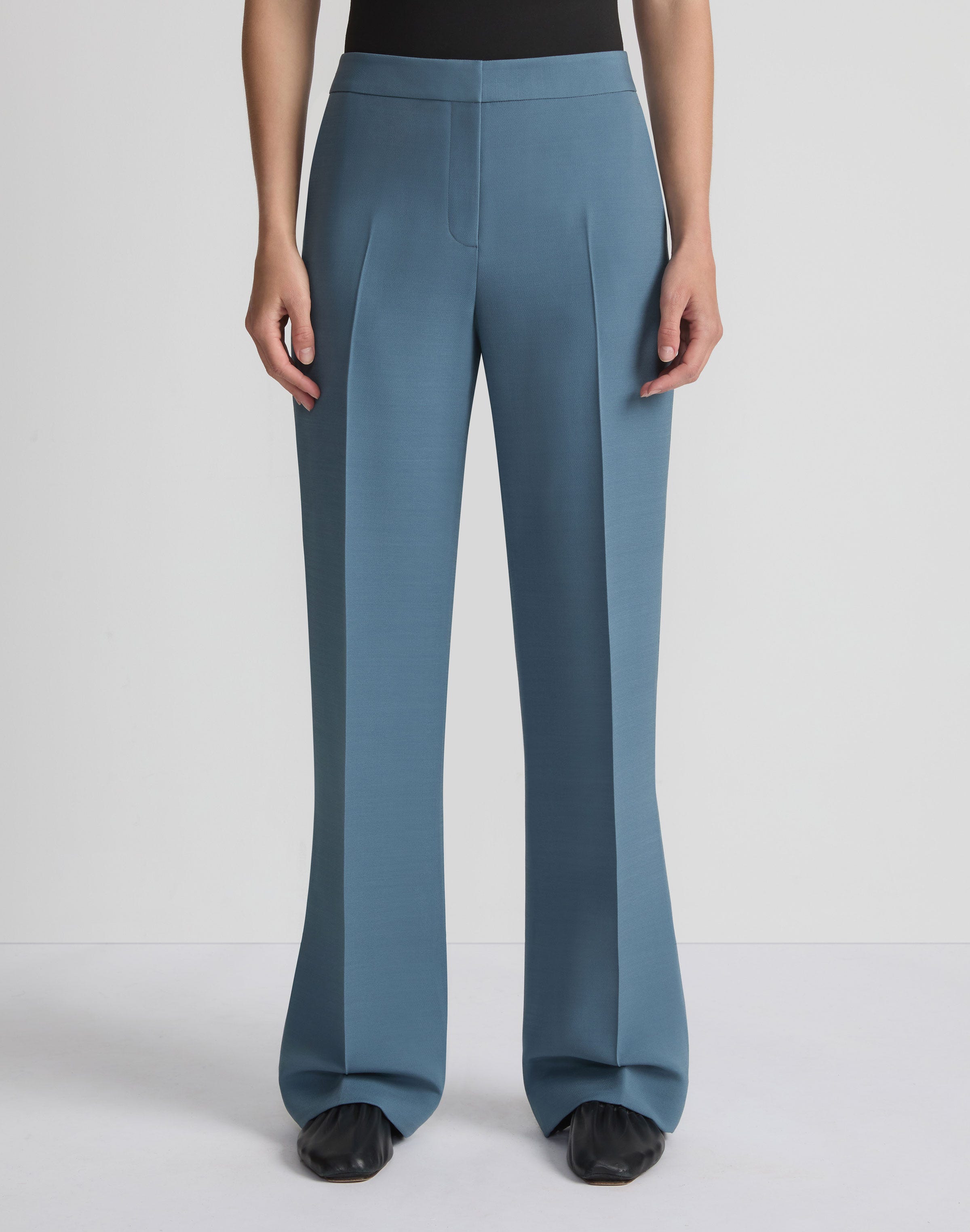 Wool-Silk Crepe Gates Pant