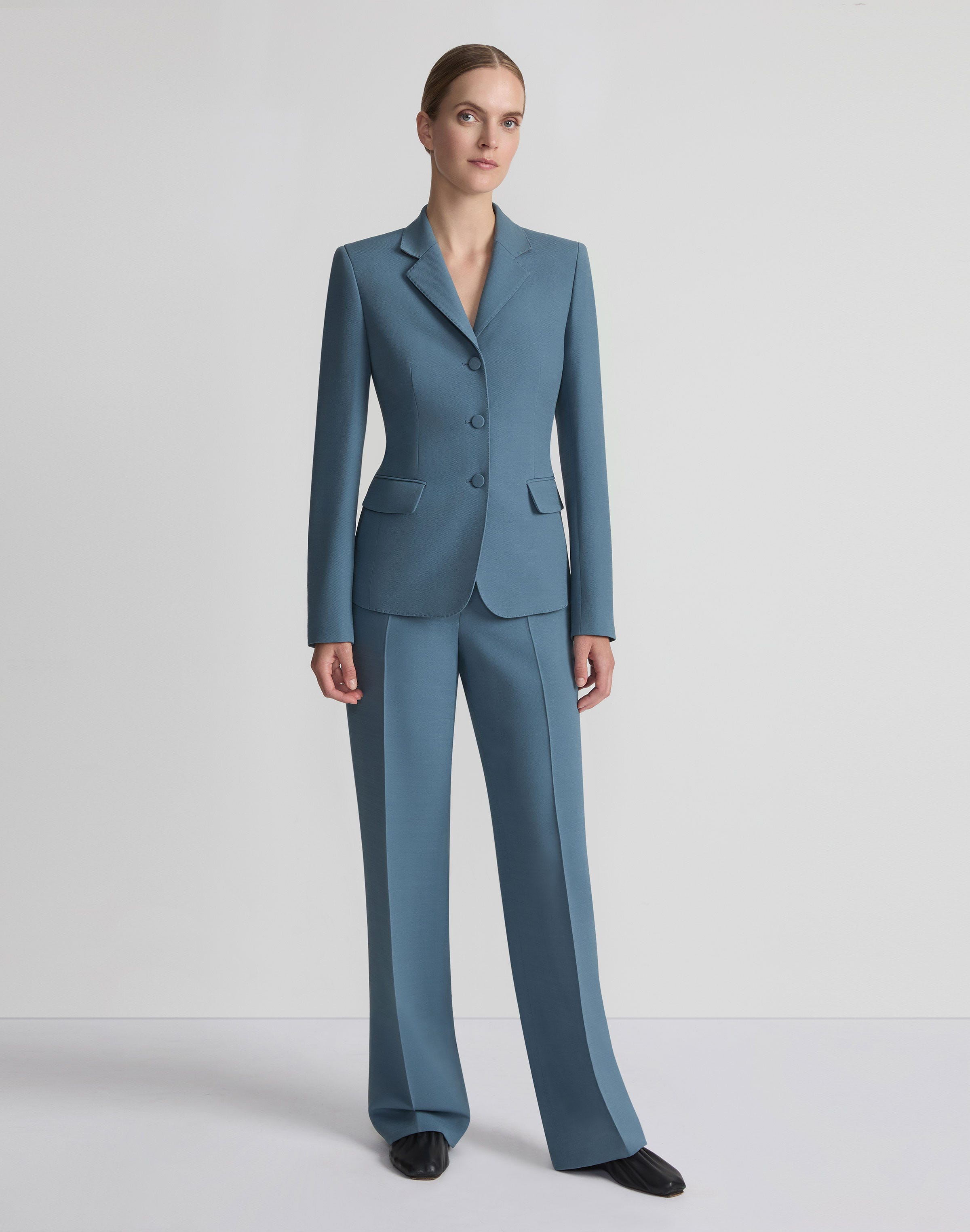 Wool-Silk Crepe Gates Pant