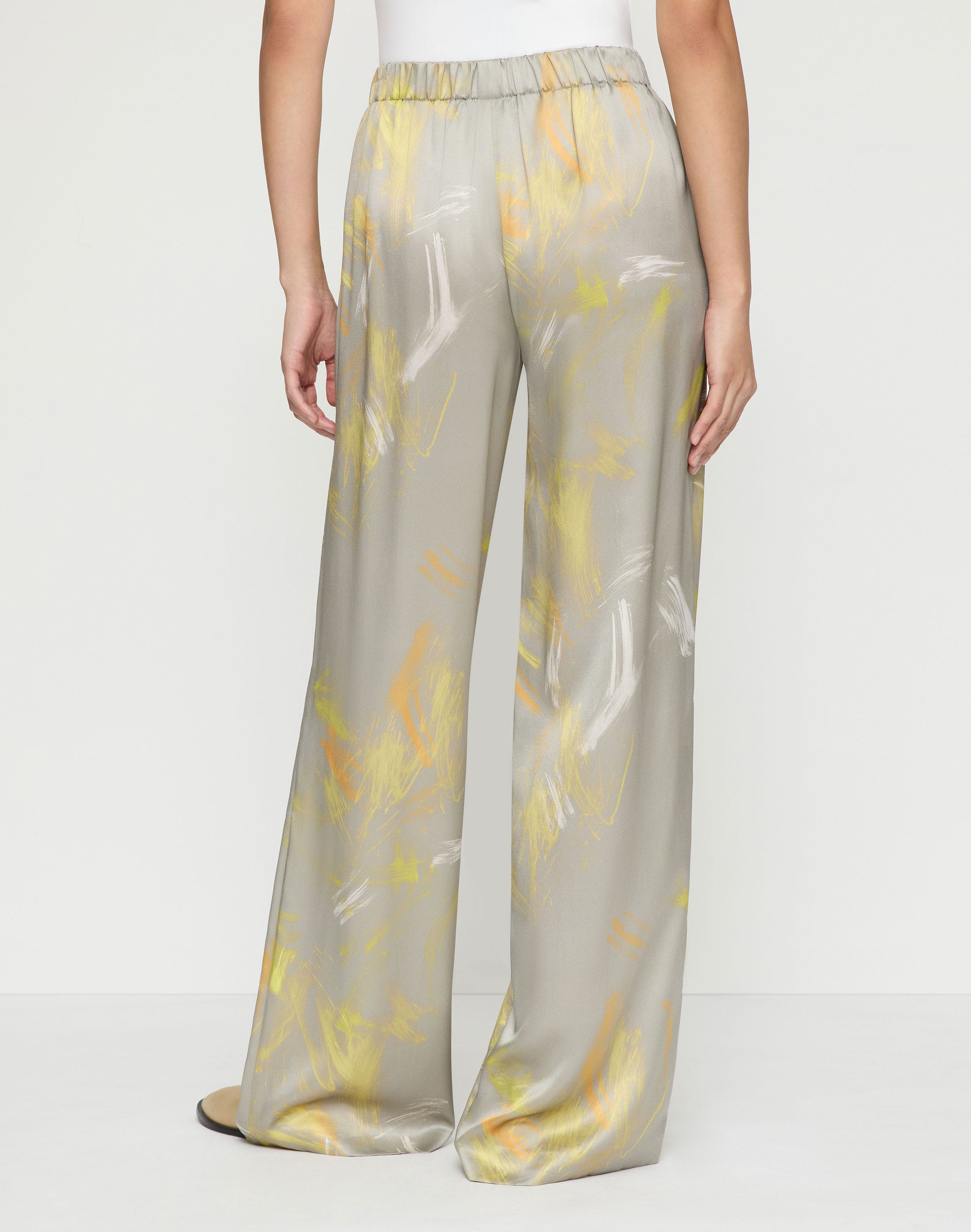 Pastel Smudge Print Silk Satin Riverside Pant