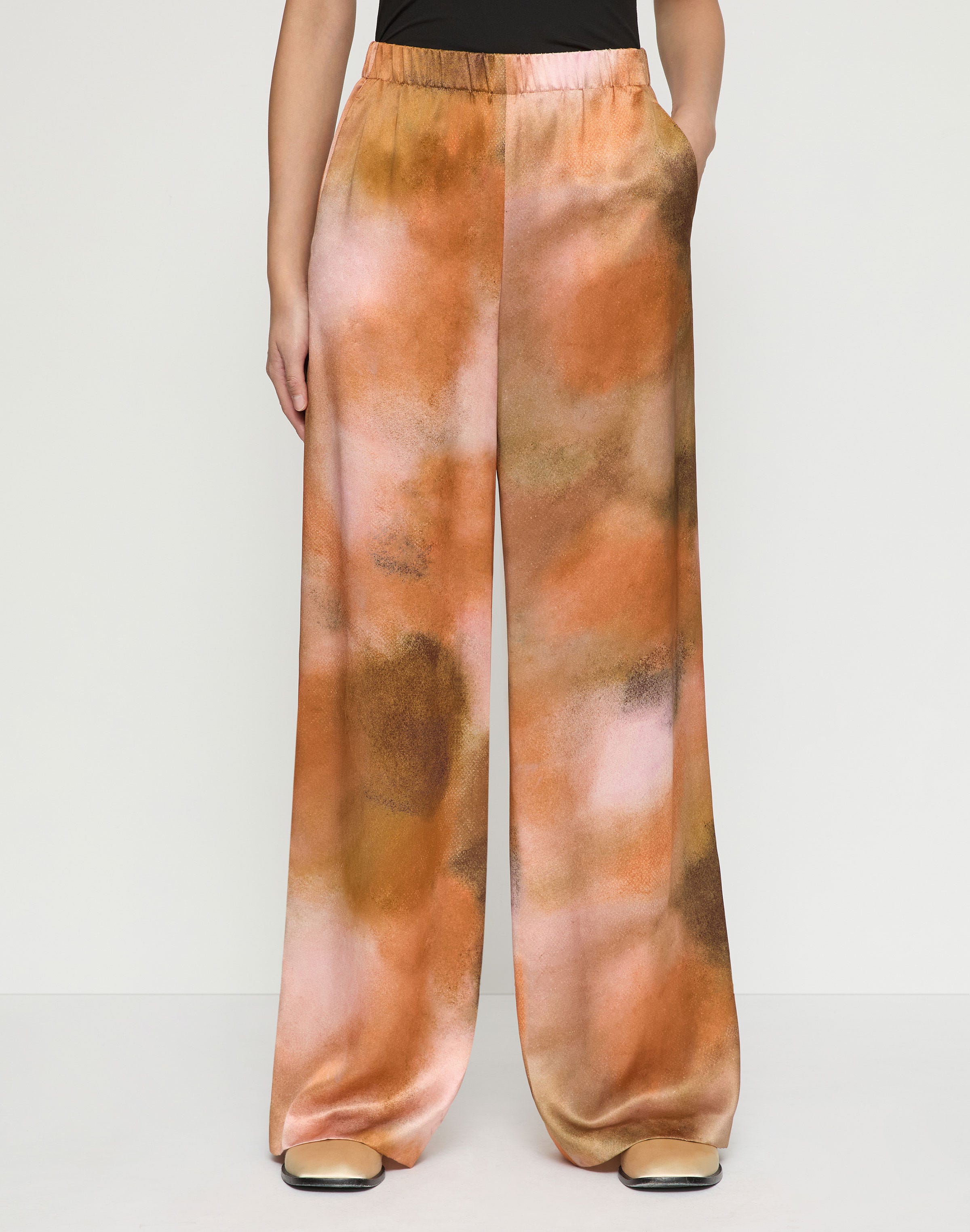 Pastel Print Silk Satin Riverside Pant