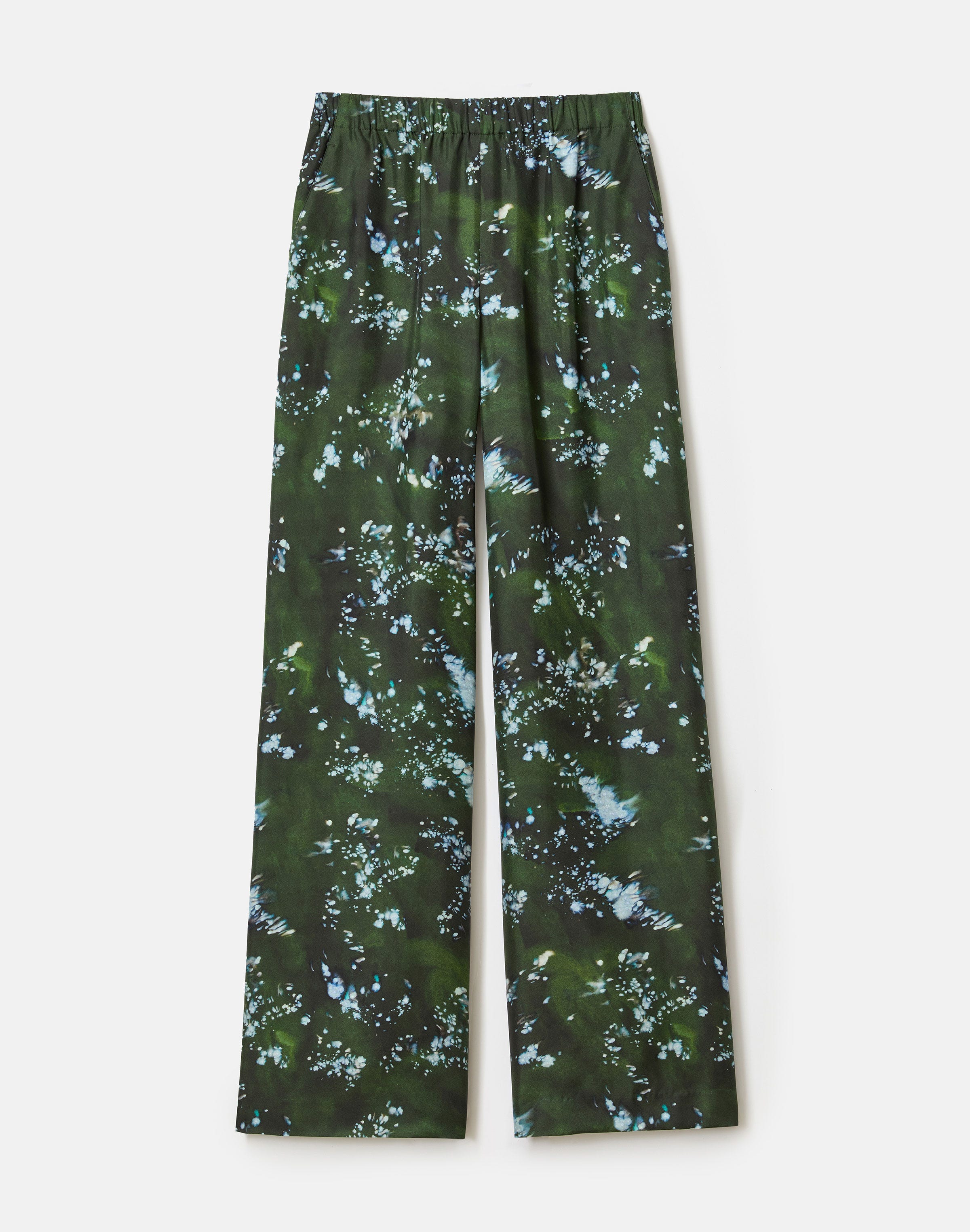 Plus-Size Splattered Glaze Print Silk Twill Riverside Pant