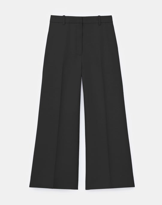 Wool-Silk Crepe Kenmare Flared Cropped Pant