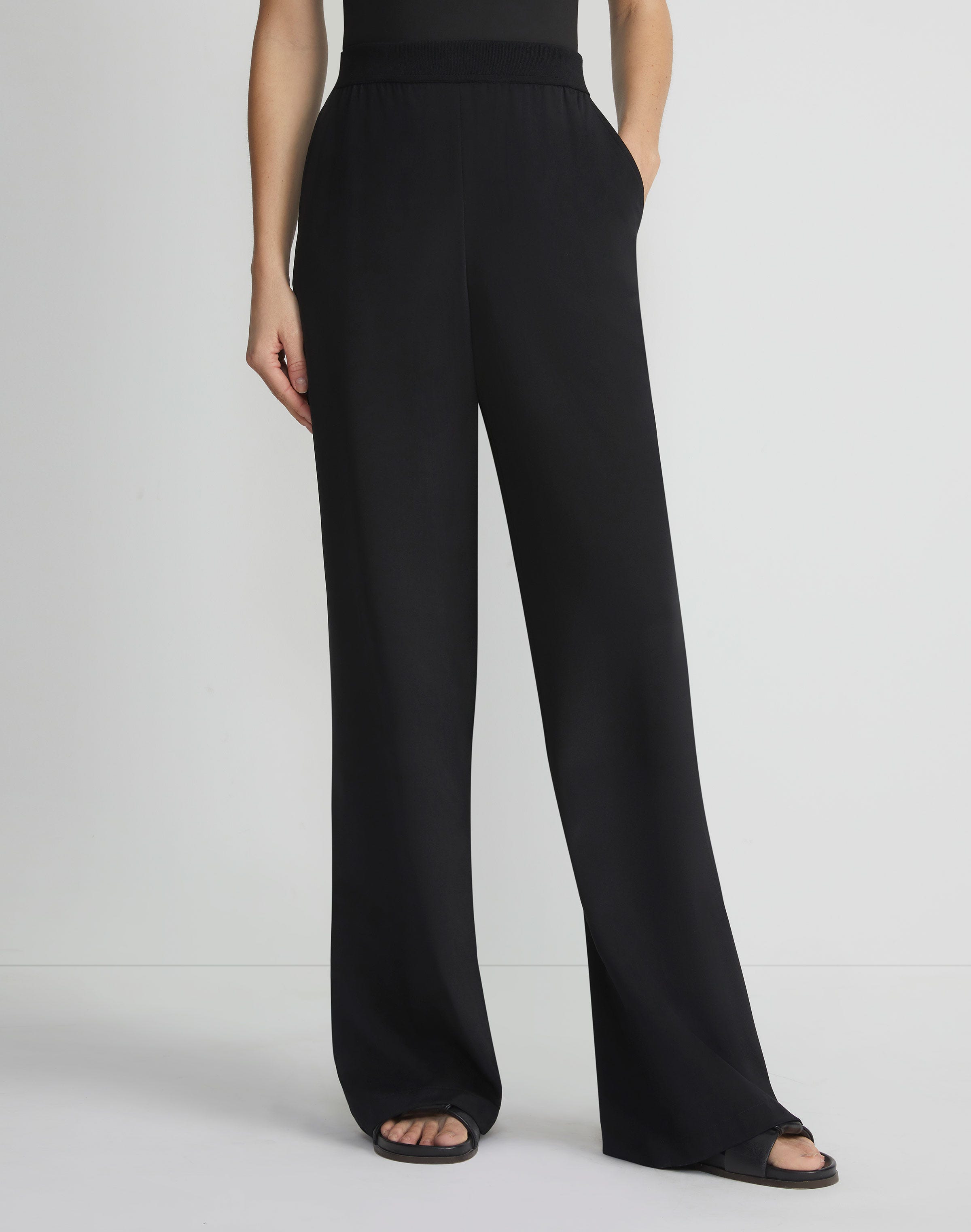 Plus-Size Organic Silk Stretch Georgette Knit Waist Riverside Pant