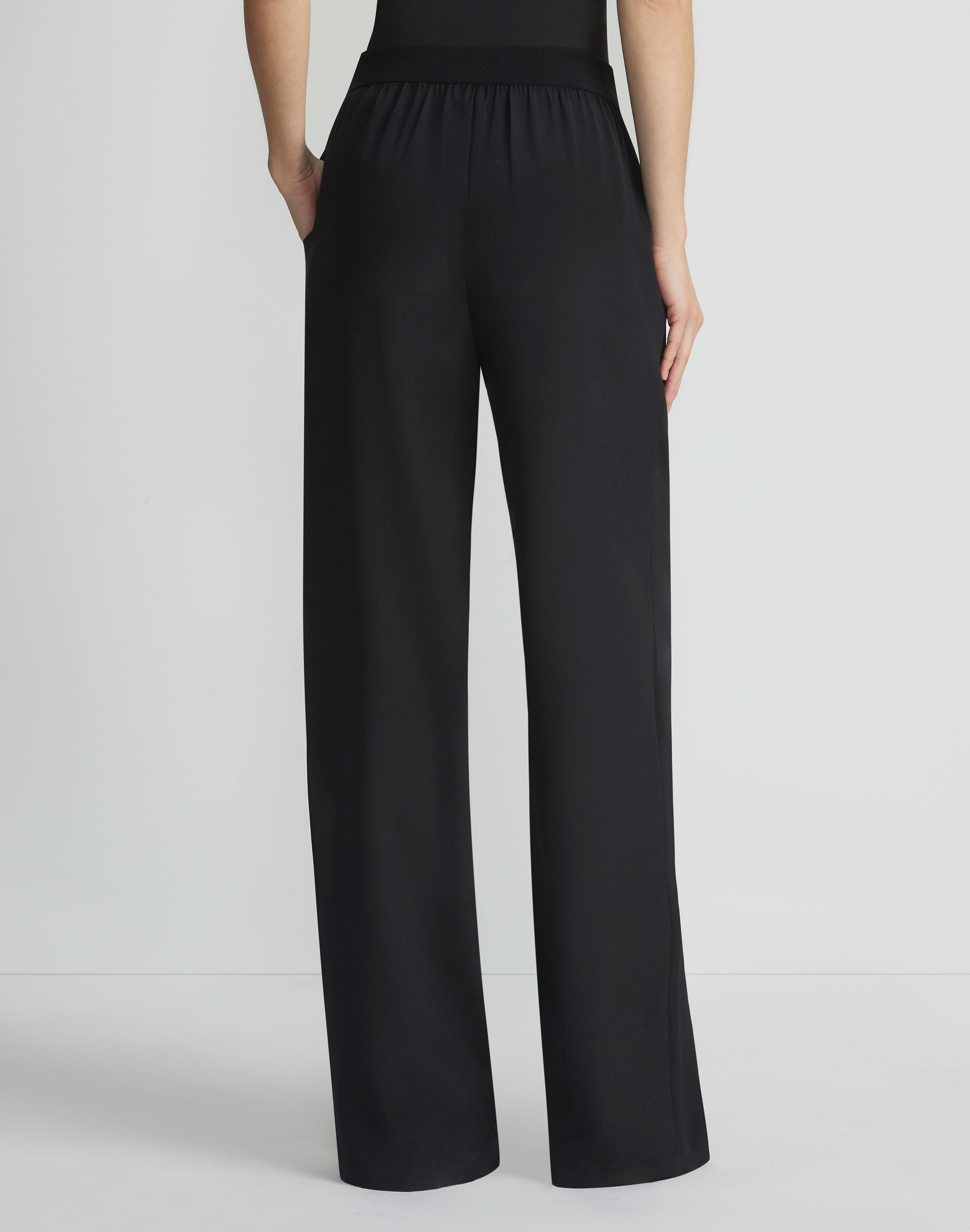 Plus-Size Organic Silk Stretch Georgette Knit Waist Riverside Pant