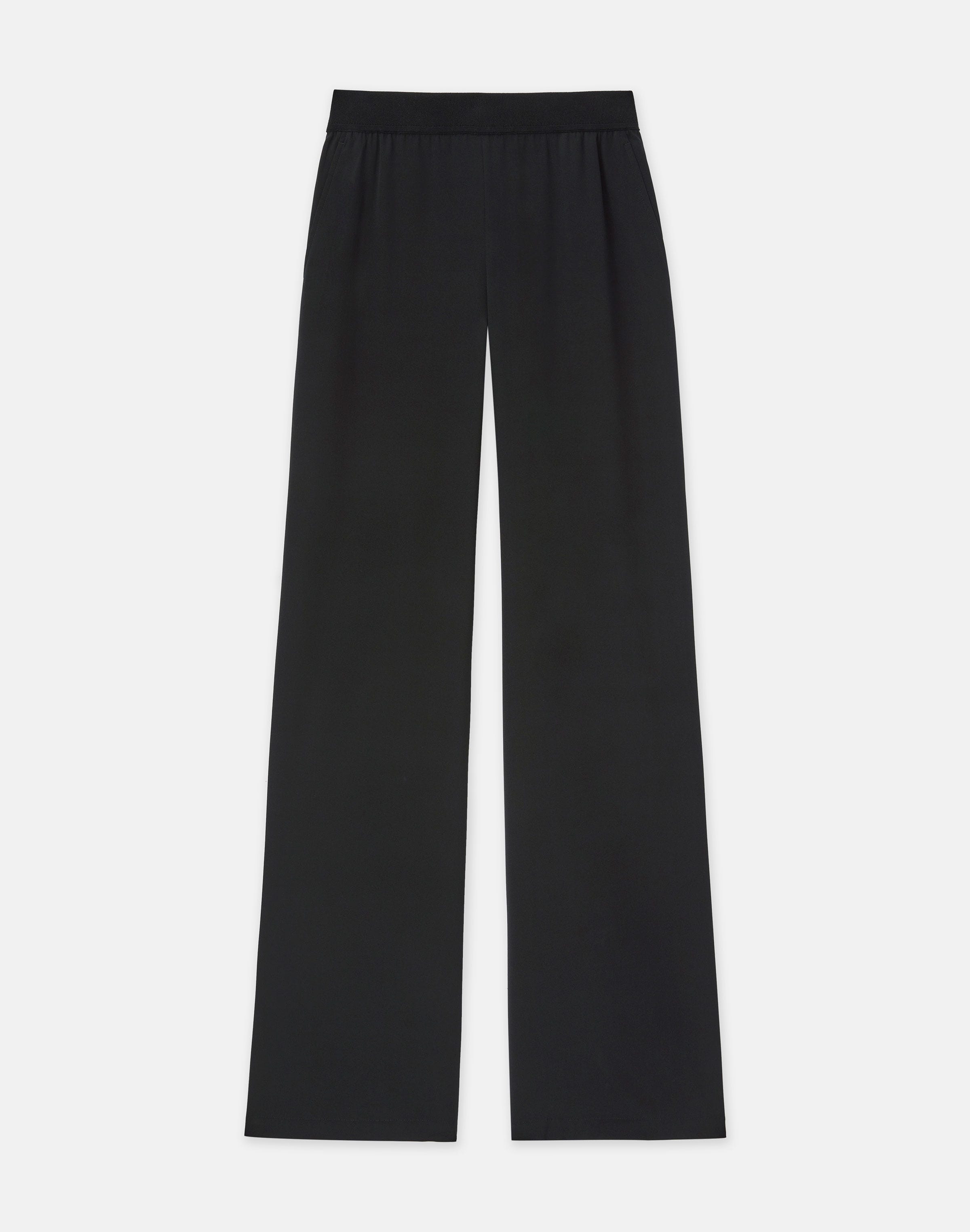 Plus-Size Organic Silk Stretch Georgette Knit Waist Riverside Pant