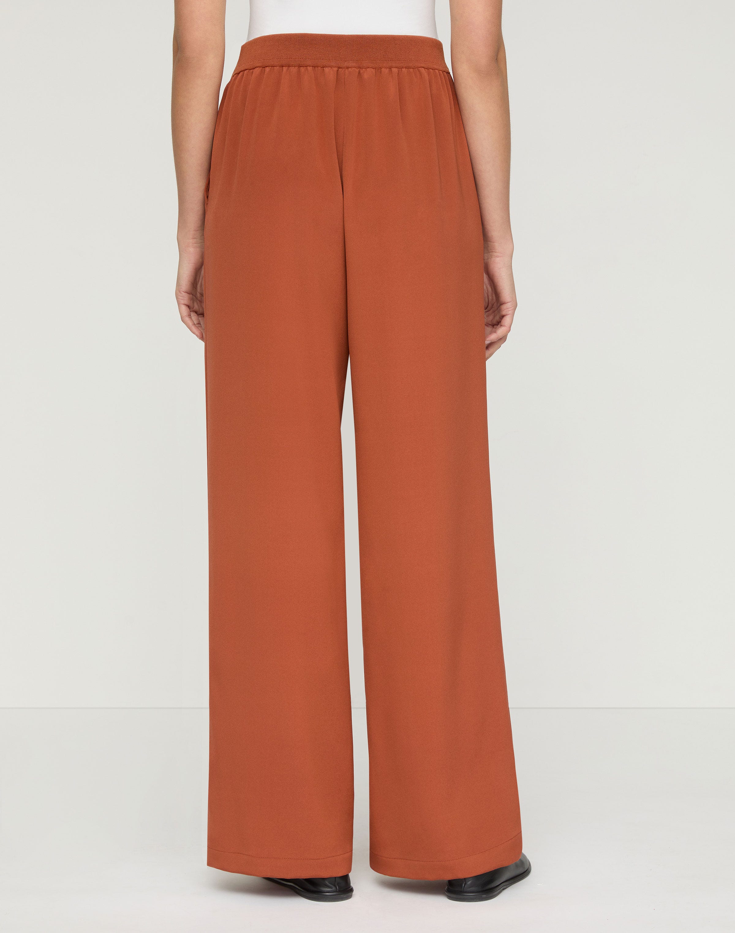 Plus-Size Organic Silk Stretch Georgette Knit Waist Riverside Pant