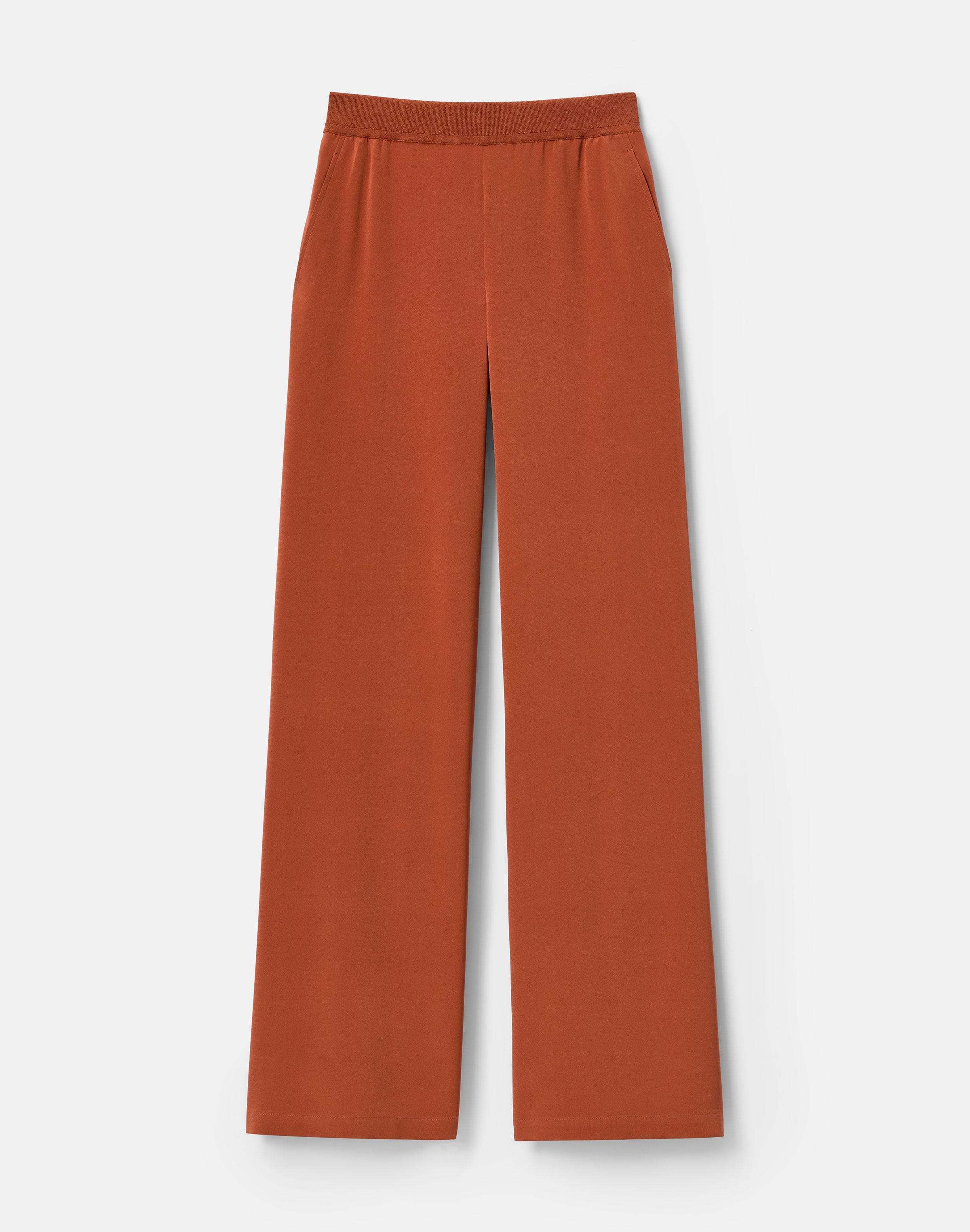 Plus-Size Organic Silk Stretch Georgette Knit Waist Riverside Pant