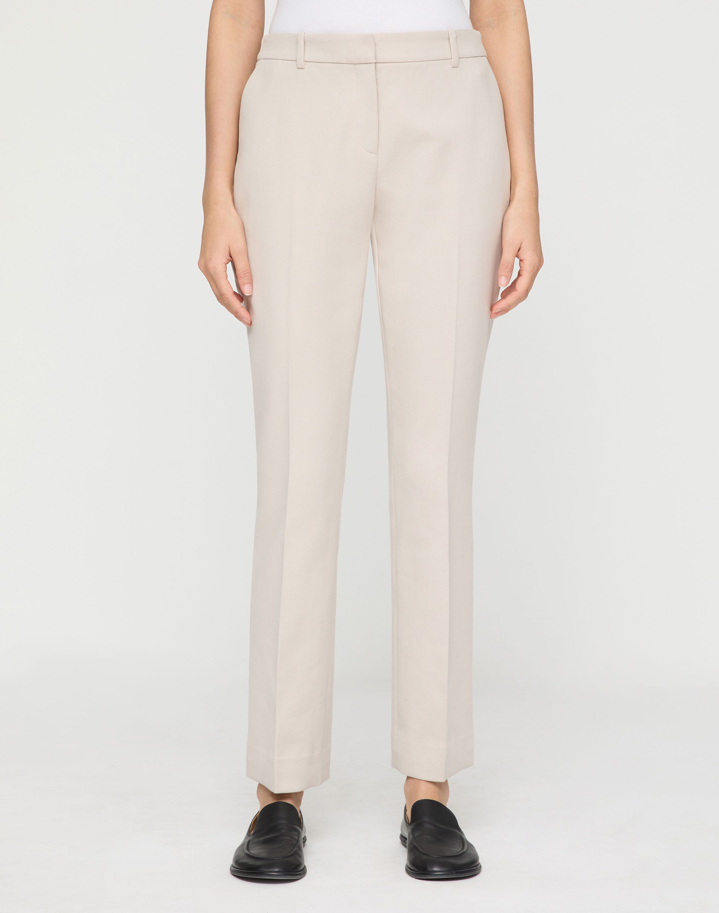 Plus-Size Cotton Double Weave Twill Manhattan Cigarette Pant
