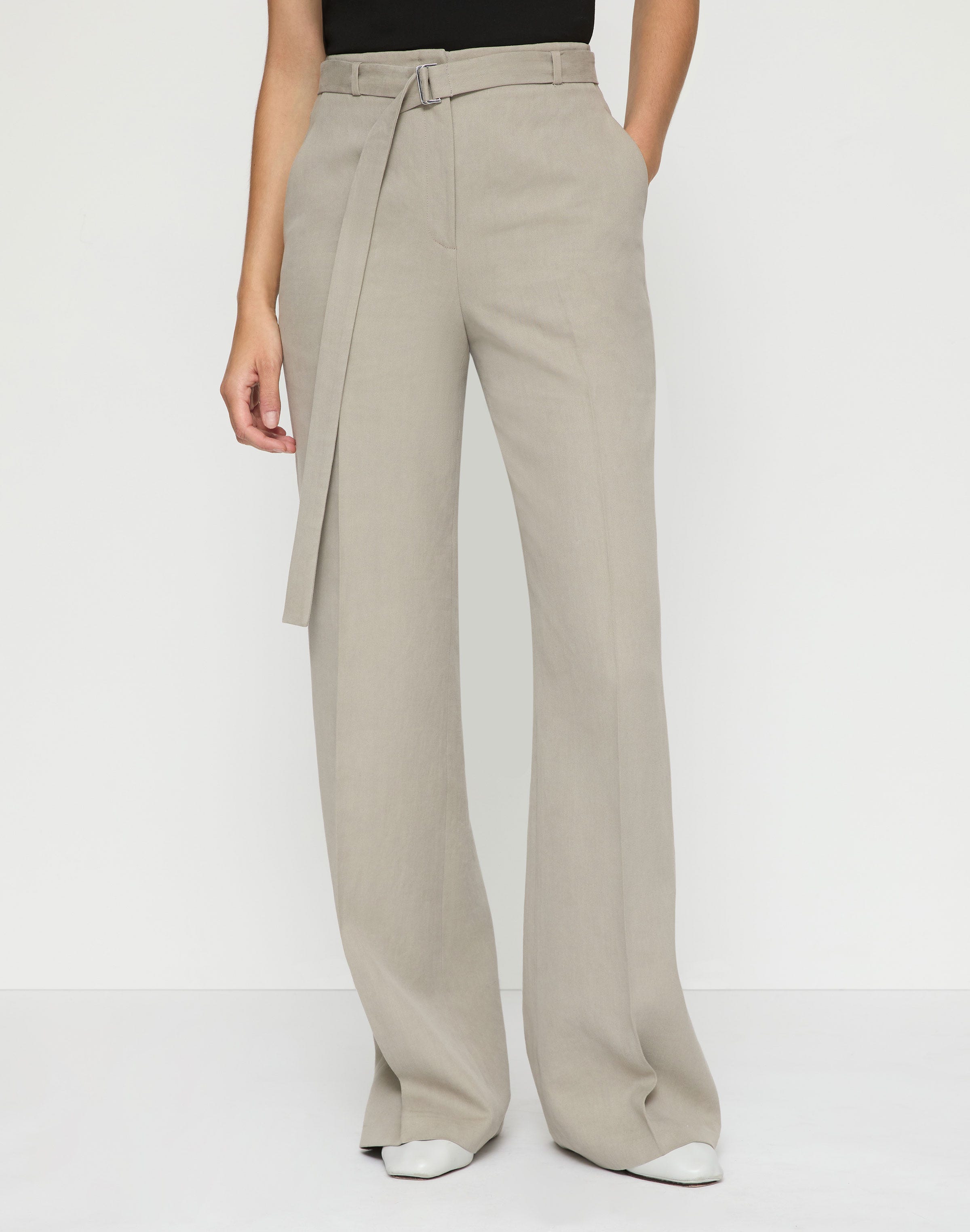 Noble Linen Clark Belted Wide Leg Pant