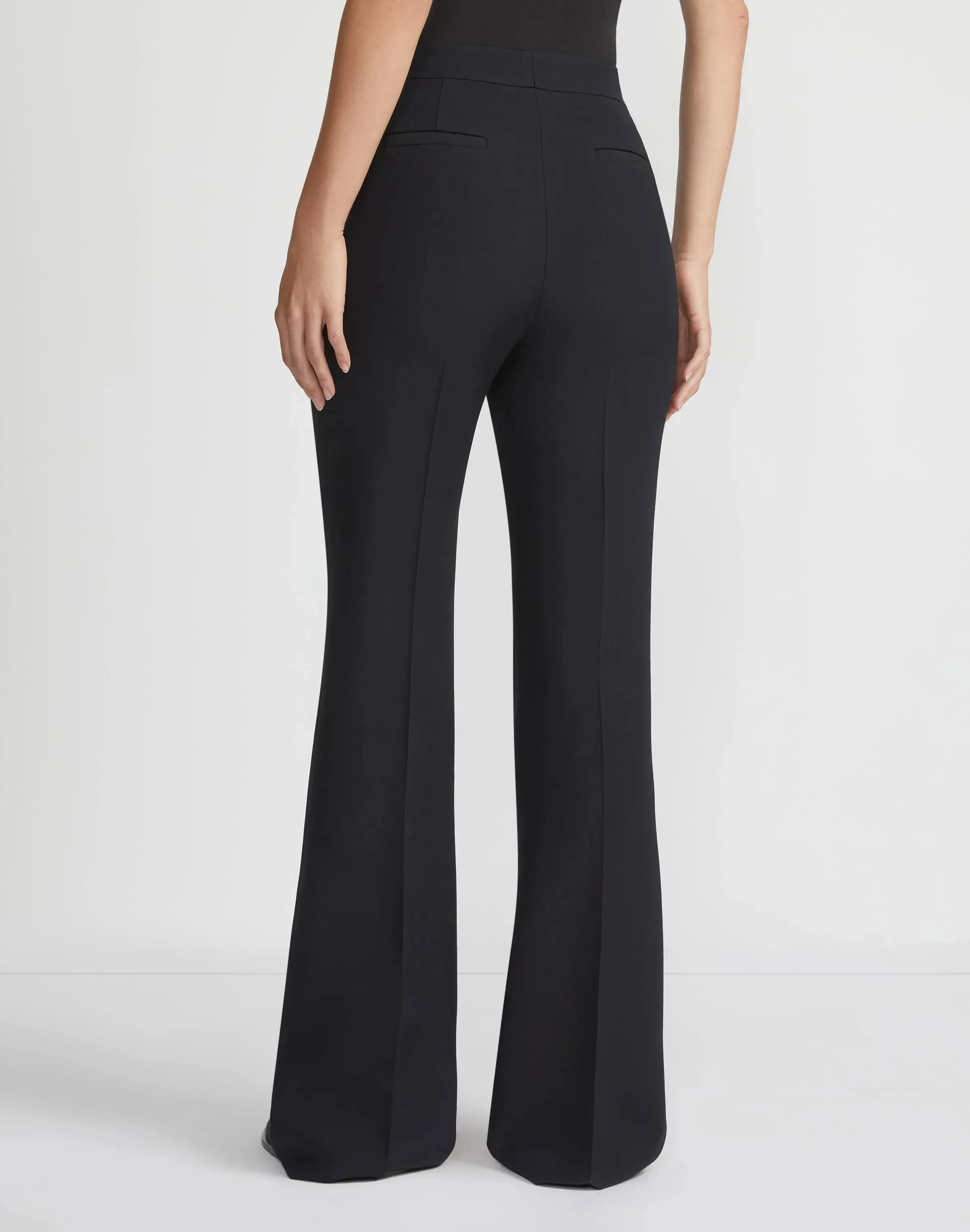 Plus-Size Wool-Silk Crepe Saint Marks Flare Pant