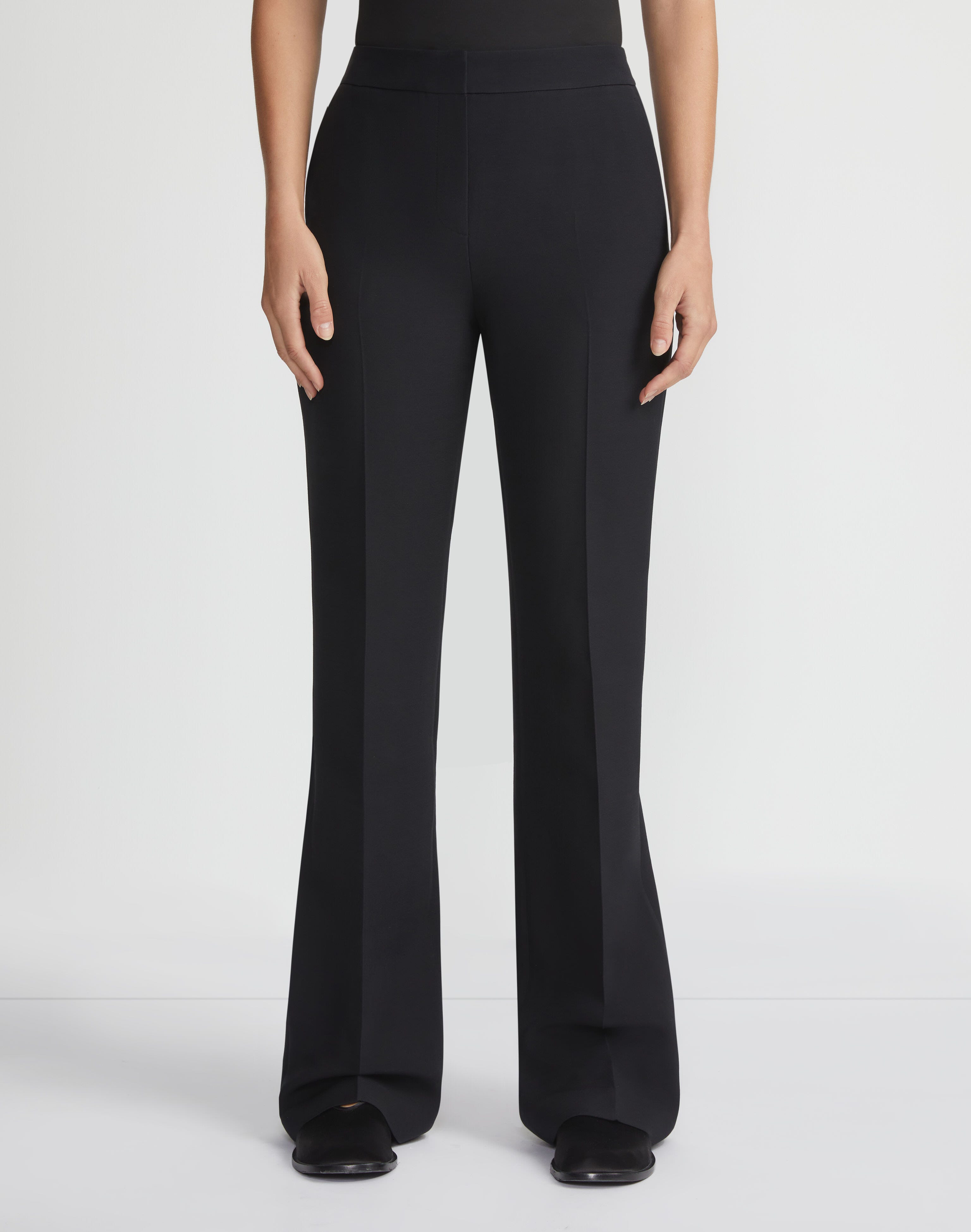 Petite Wool-Silk Crepe Saint Marks Flare Pant