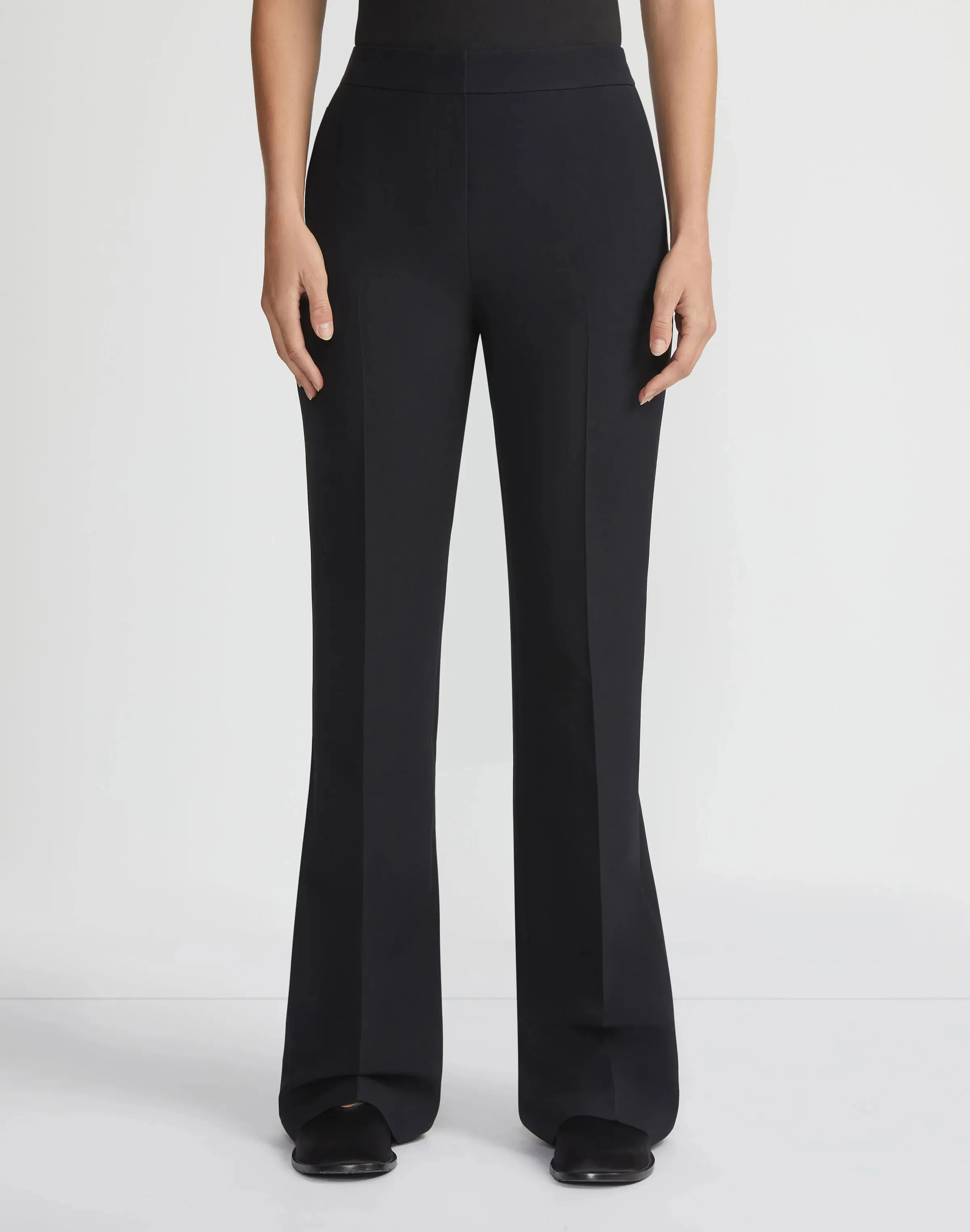 Plus-Size Wool-Silk Crepe Saint Marks Flare Pant