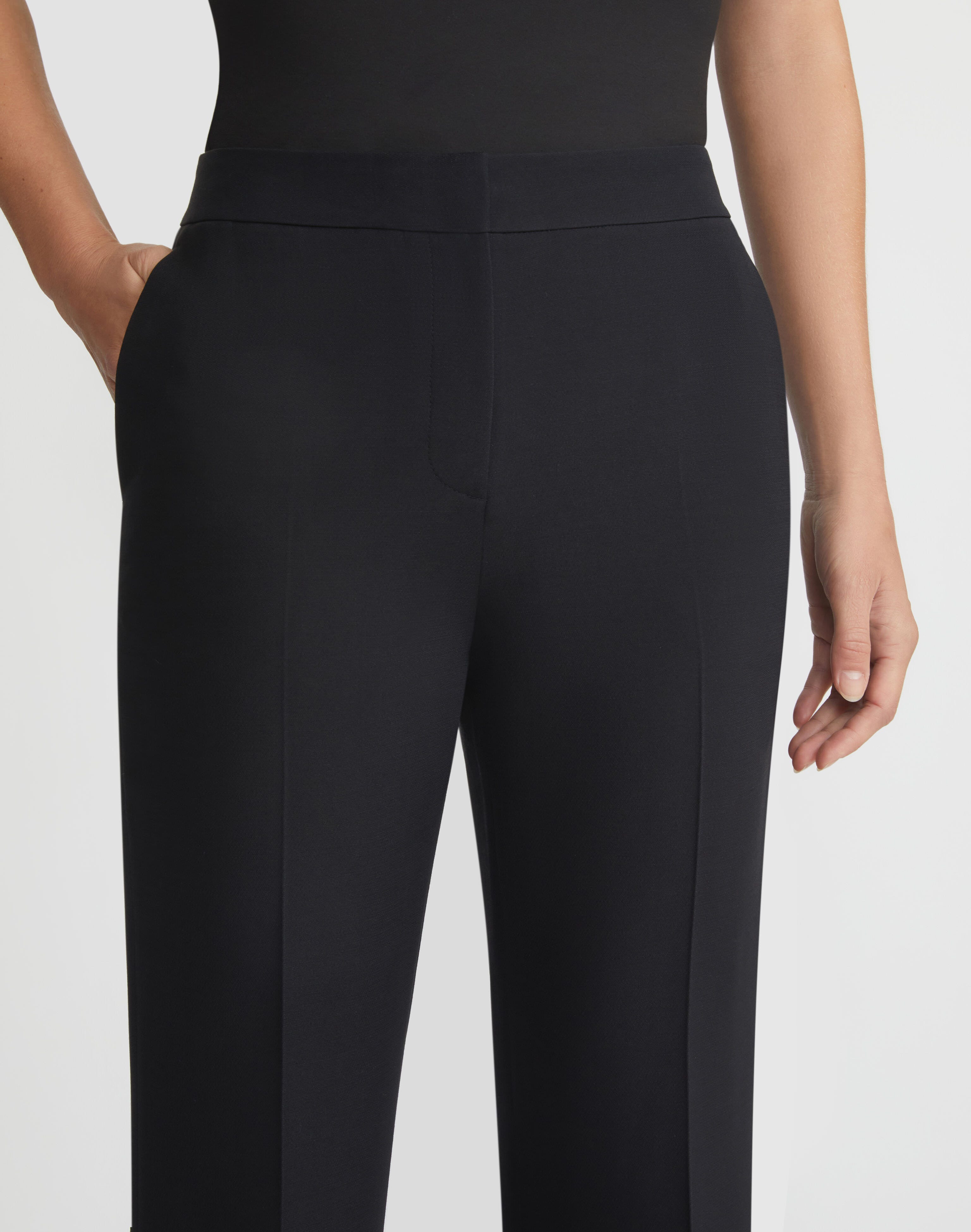 Petite Wool-Silk Crepe Saint Marks Flare Pant