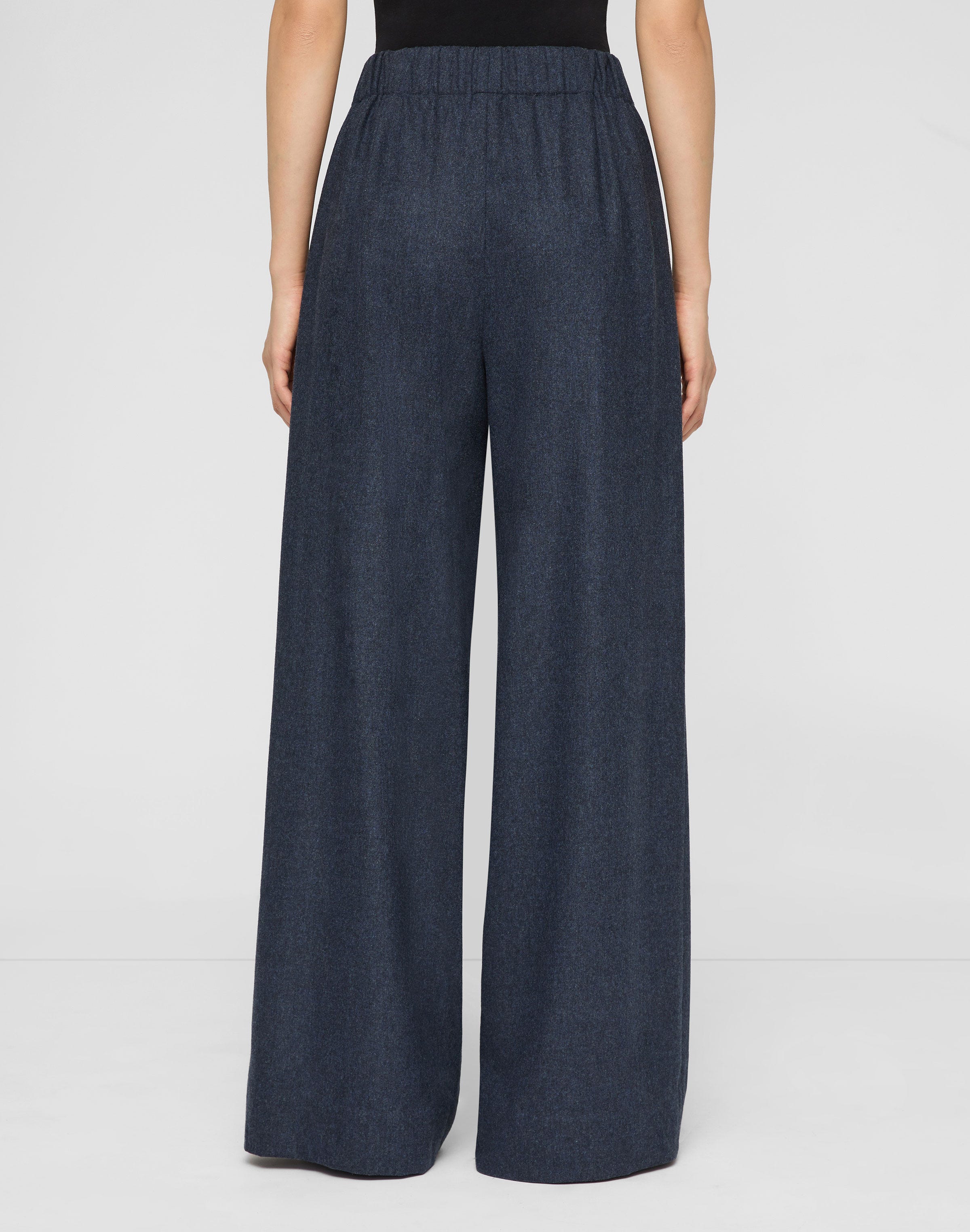 Wool-Cashmere Flannel Astor Pleated Wide Leg Pant