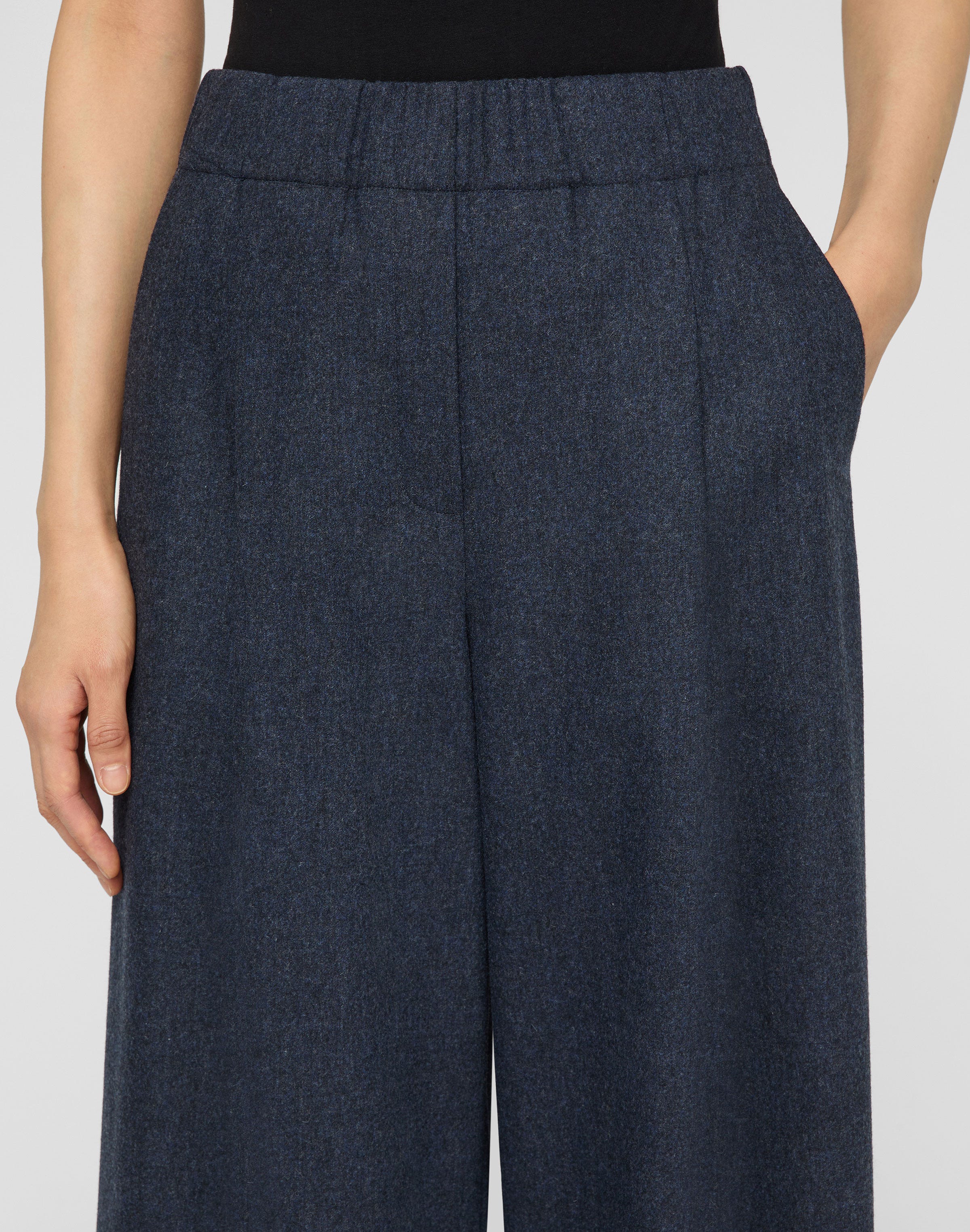 Wool-Cashmere Flannel Astor Pleated Wide Leg Pant