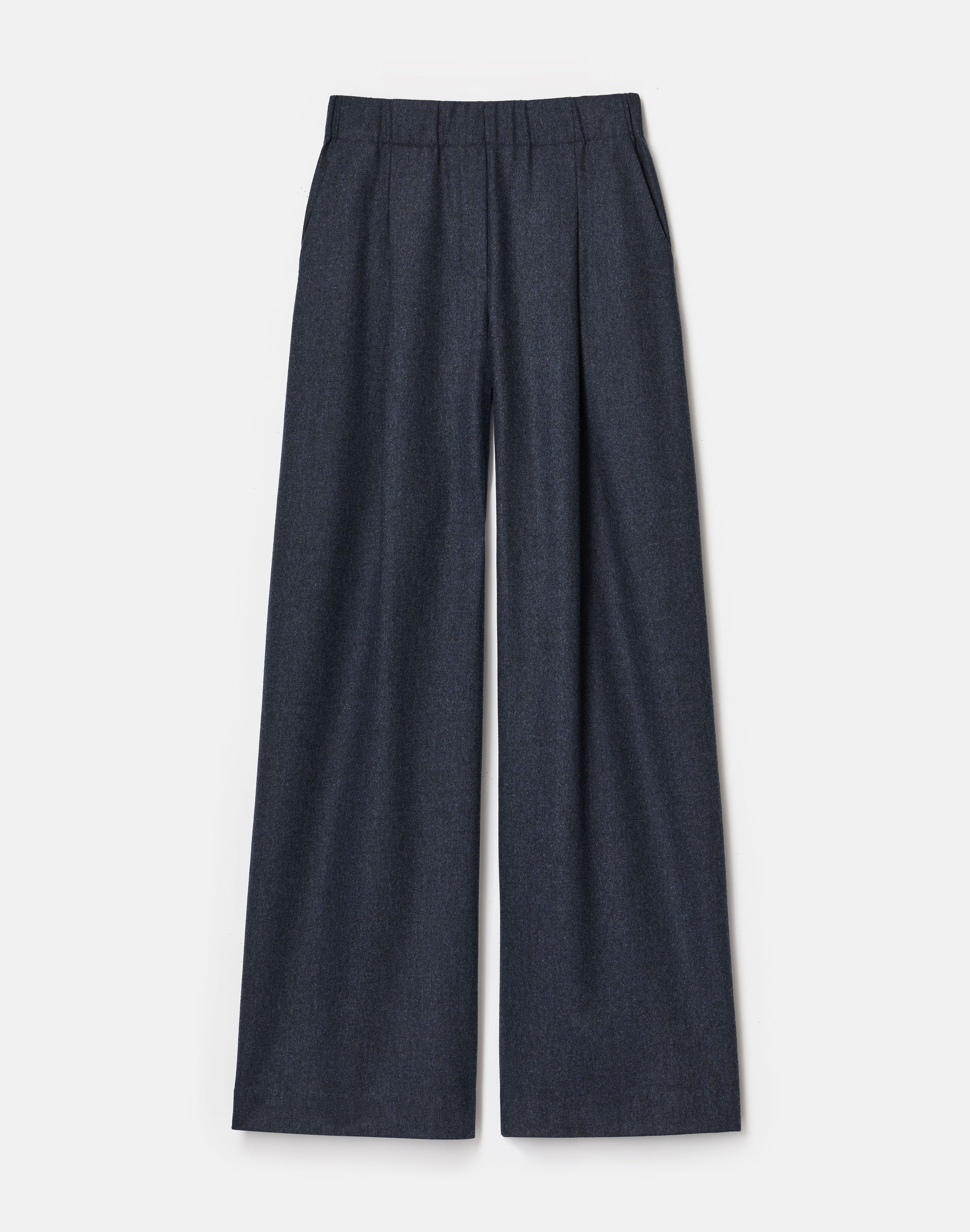 Wool-Cashmere Flannel Astor Pleated Wide Leg Pant