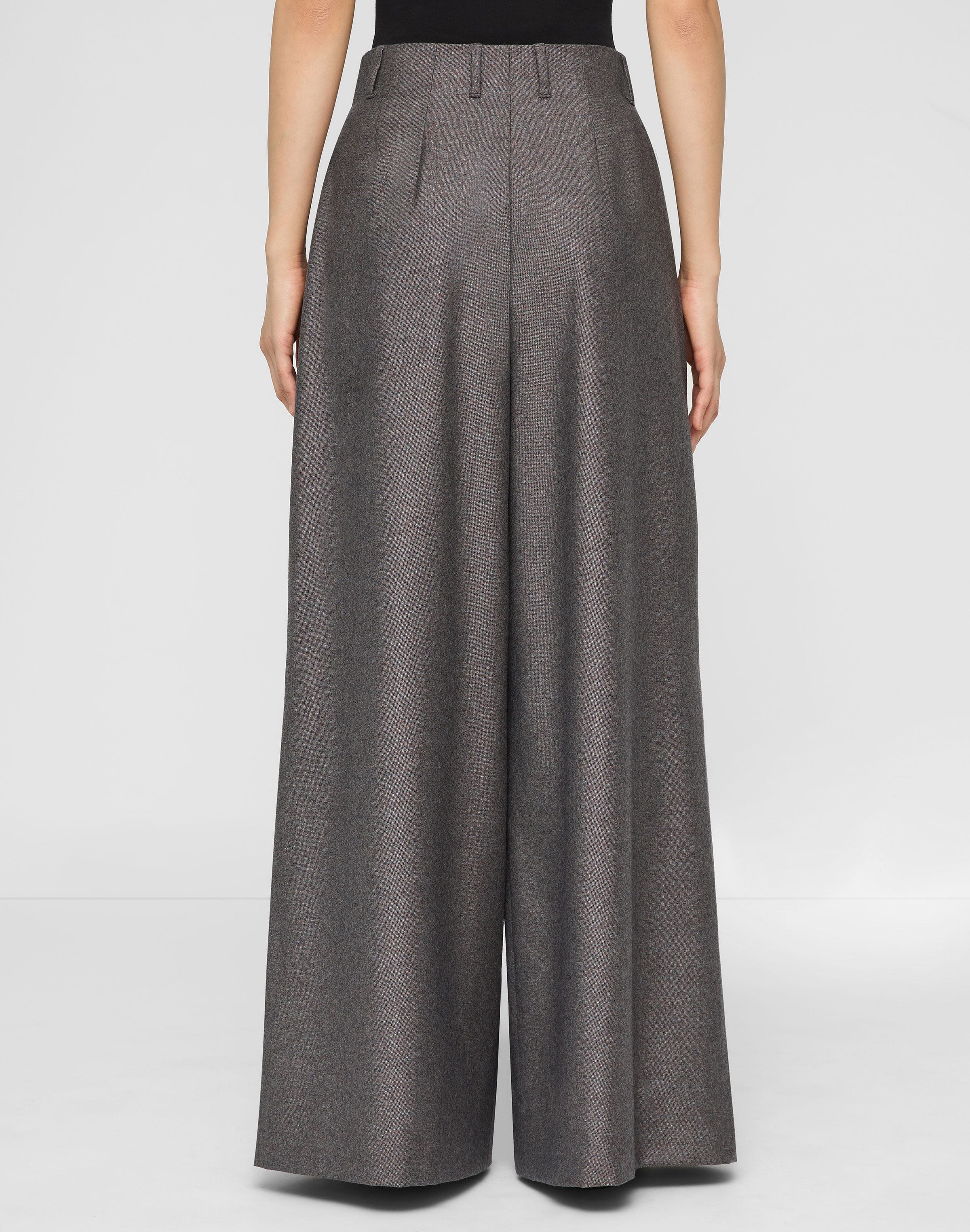 Pixelated Wool Twill Warren Pleated Wide Leg Pant