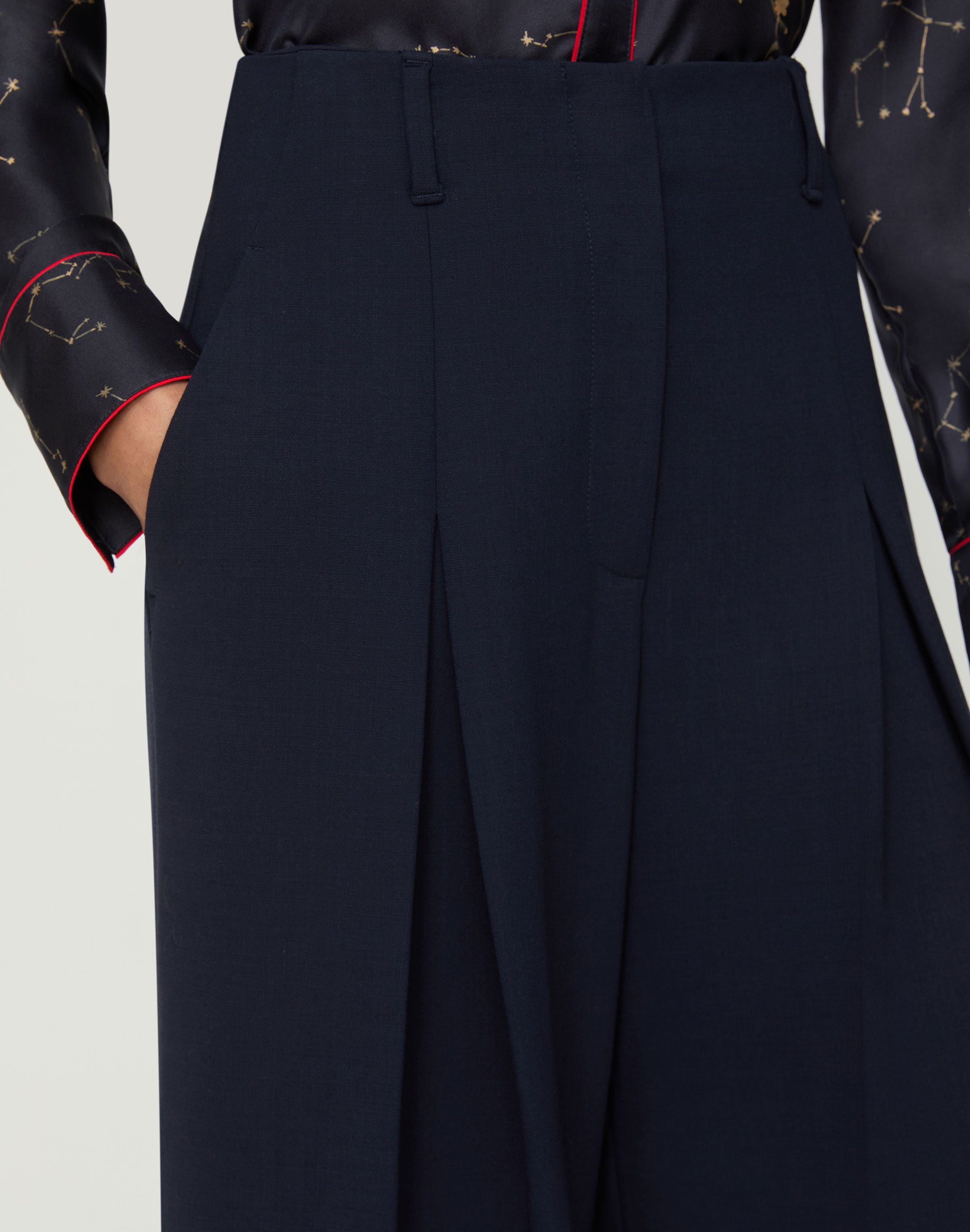 Responsible Wool Double Face Warren Pleated Wide Leg Pant