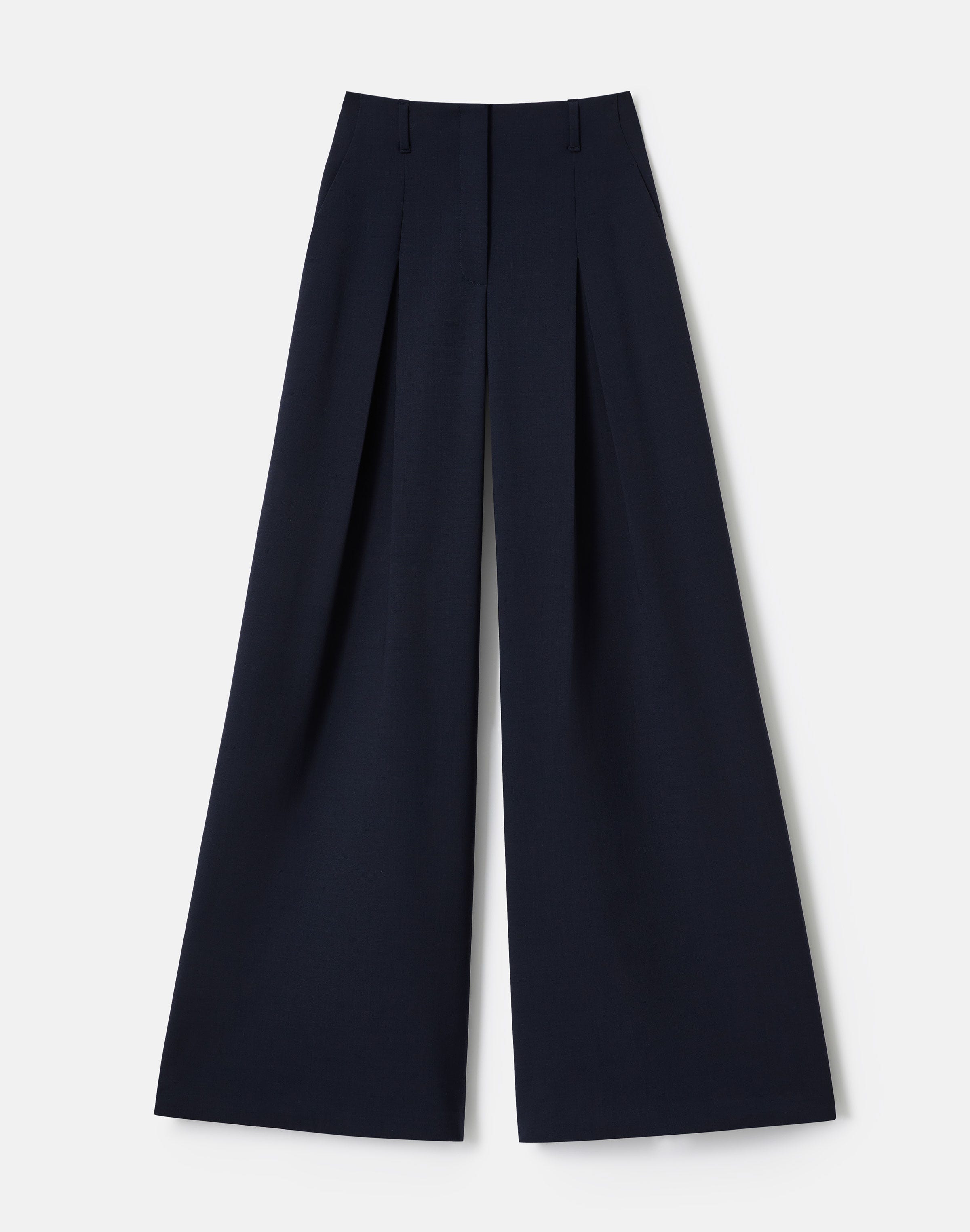 Responsible Wool Double Face Warren Pleated Wide Leg Pant