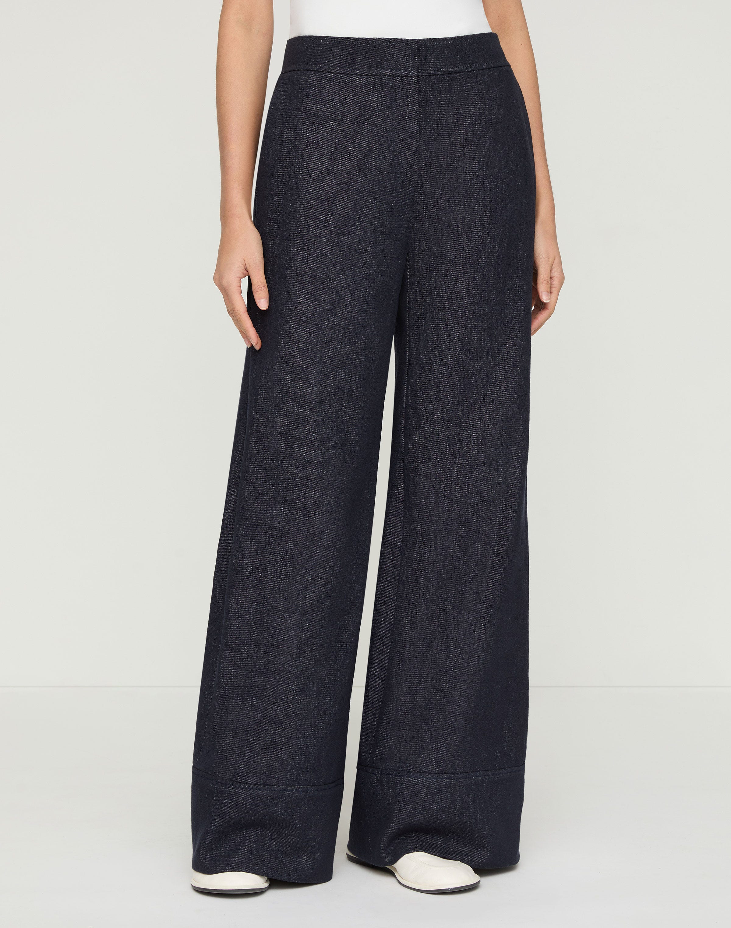 Cotton-Linen Twill Charles Wide Leg Pant