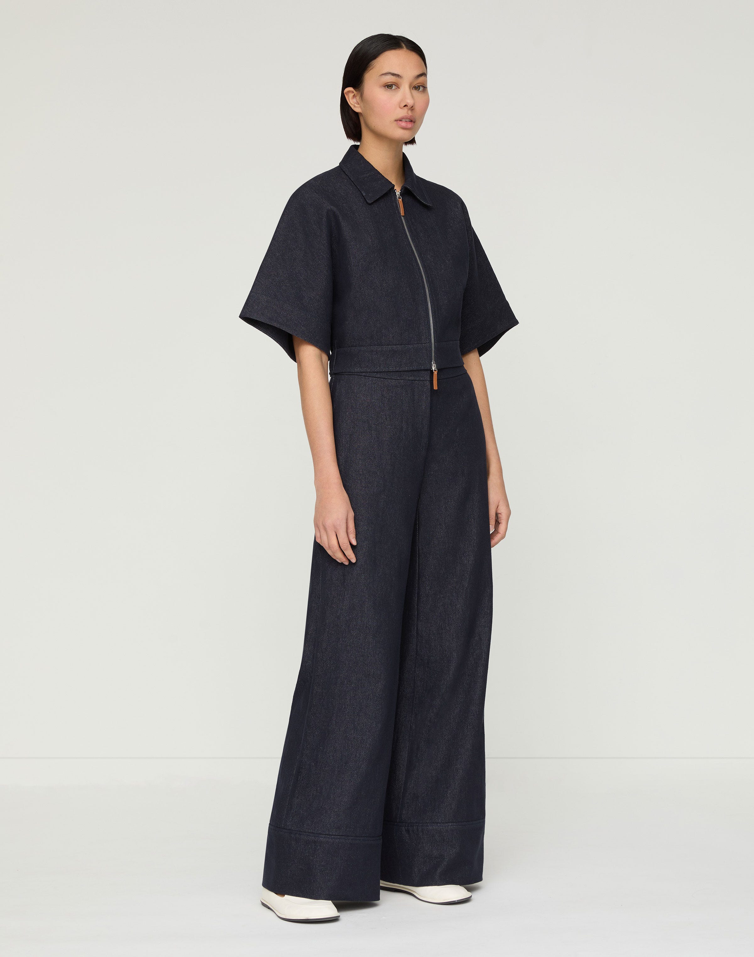 Cotton-Linen Twill Charles Wide Leg Pant