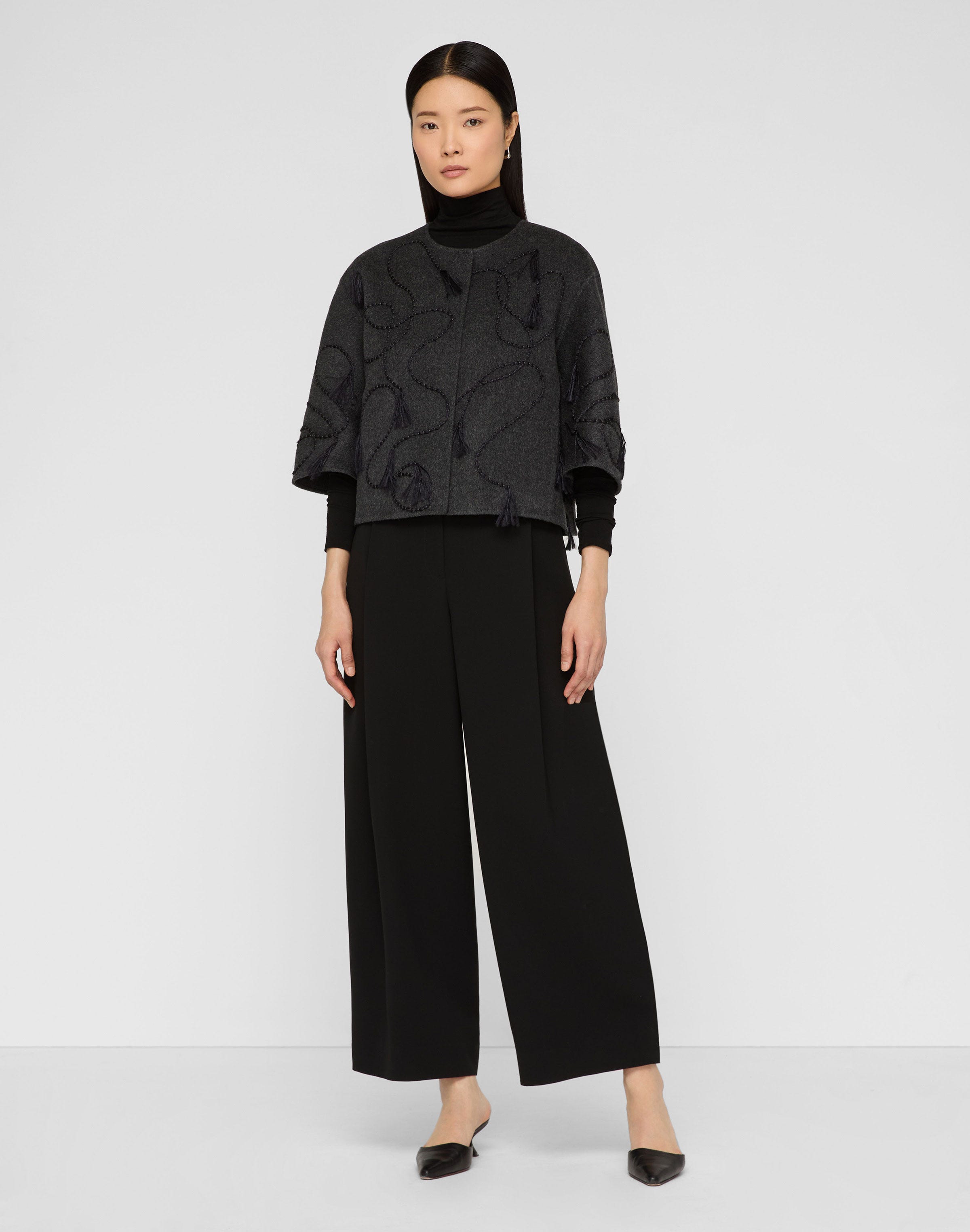 Responsible Finesse Crepe Cooper Pleated Barrel Leg Ankle Pant