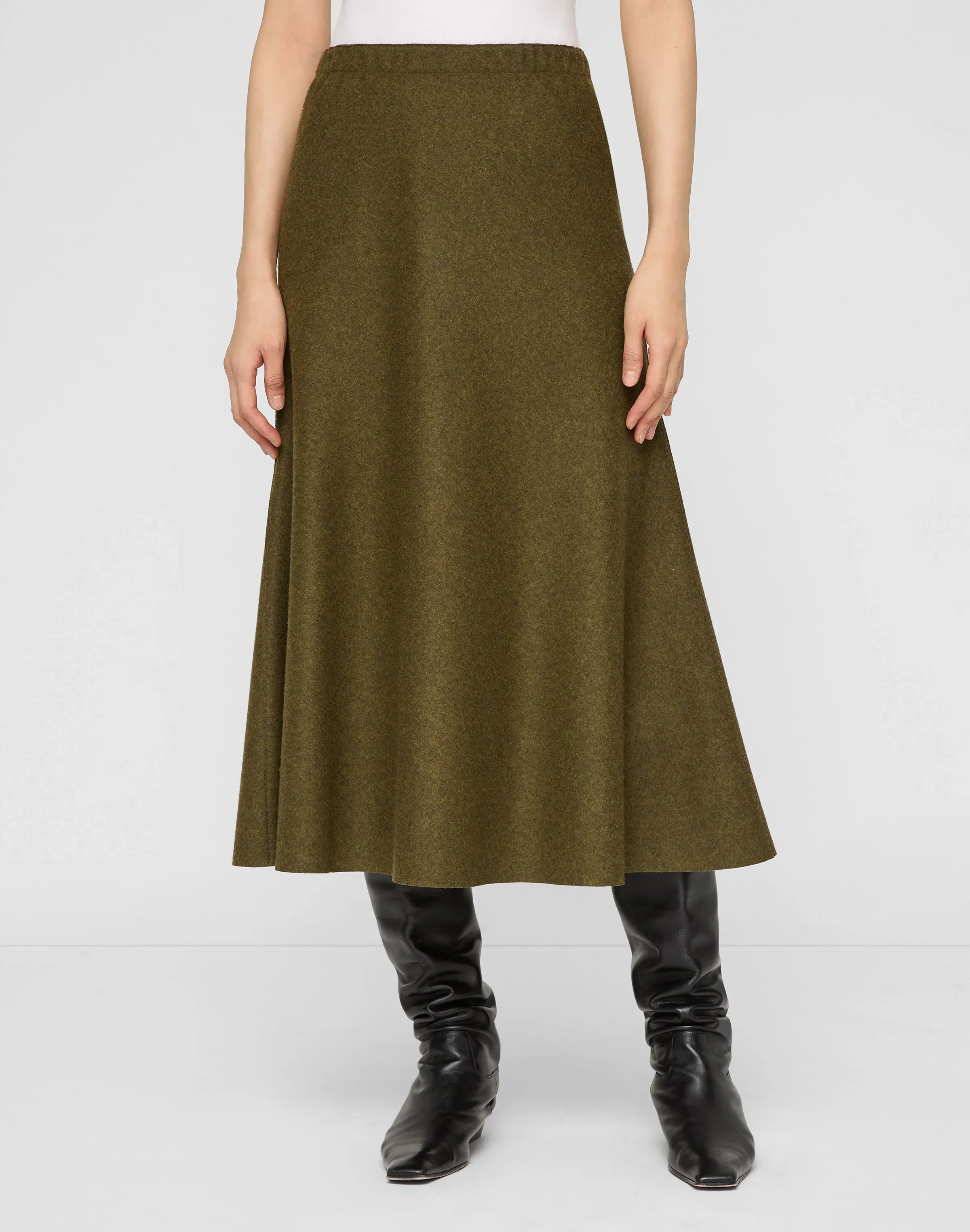 Wool-Cashmere Double Face Jersey Reversible Skirt