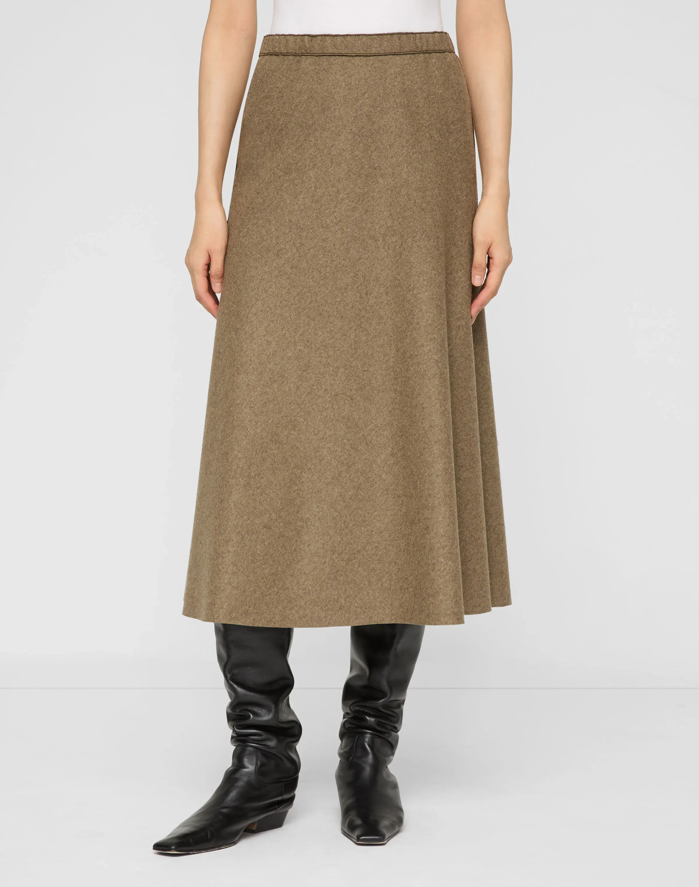 Wool-Cashmere Double Face Jersey Reversible Skirt