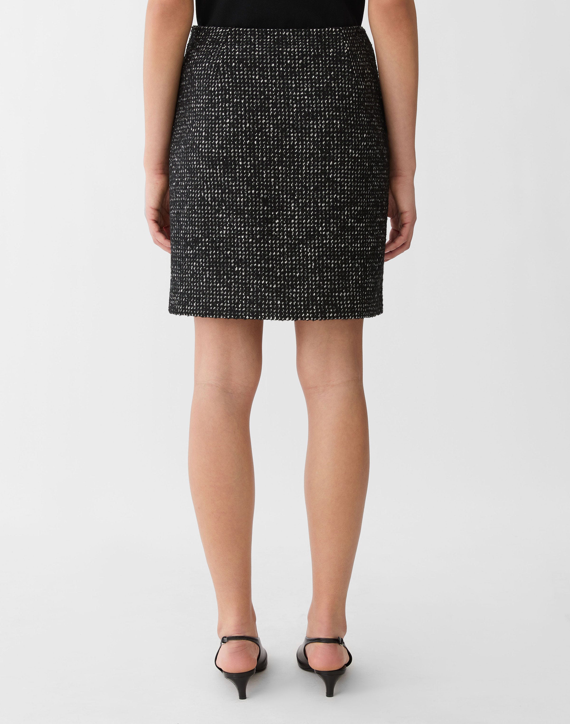 Brushed Basketweave Tweed Skirt