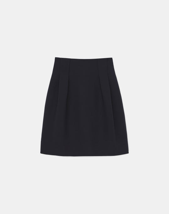 Wool-Silk Crepe High-Waisted Tulip  Mini Skirt