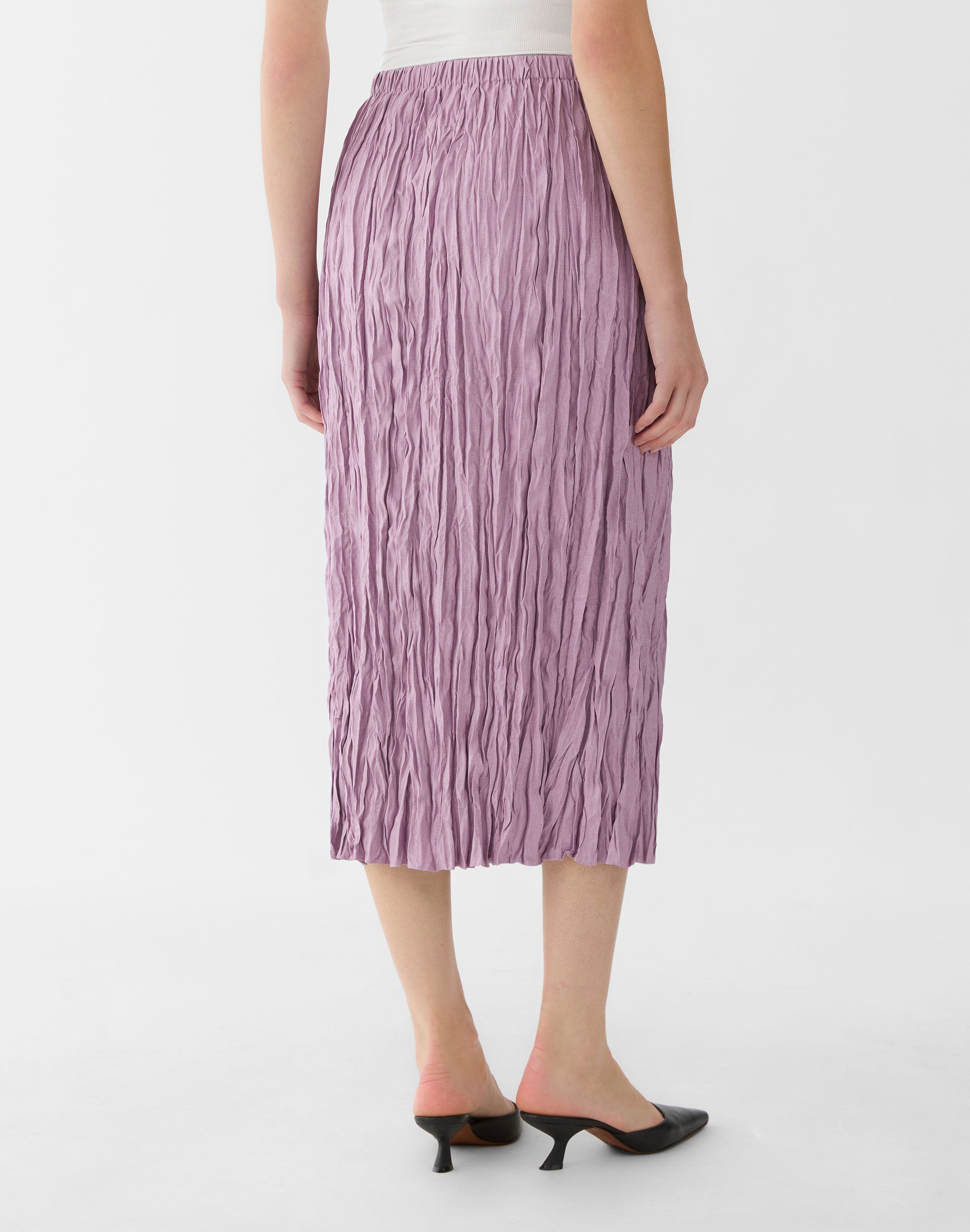 Hand Plissé Slim Midi Skirt