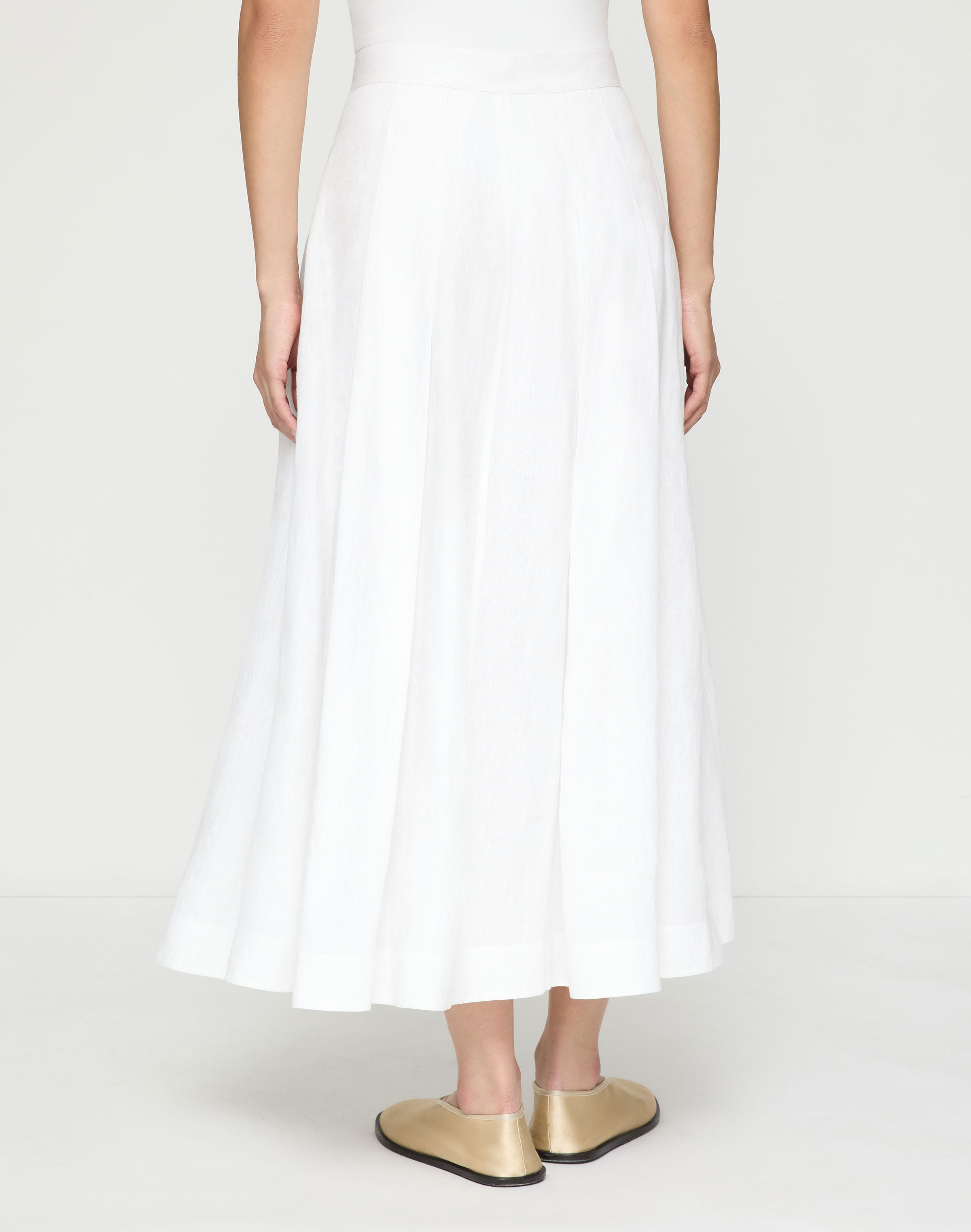 Organic Linen Button Front Midi Skirt